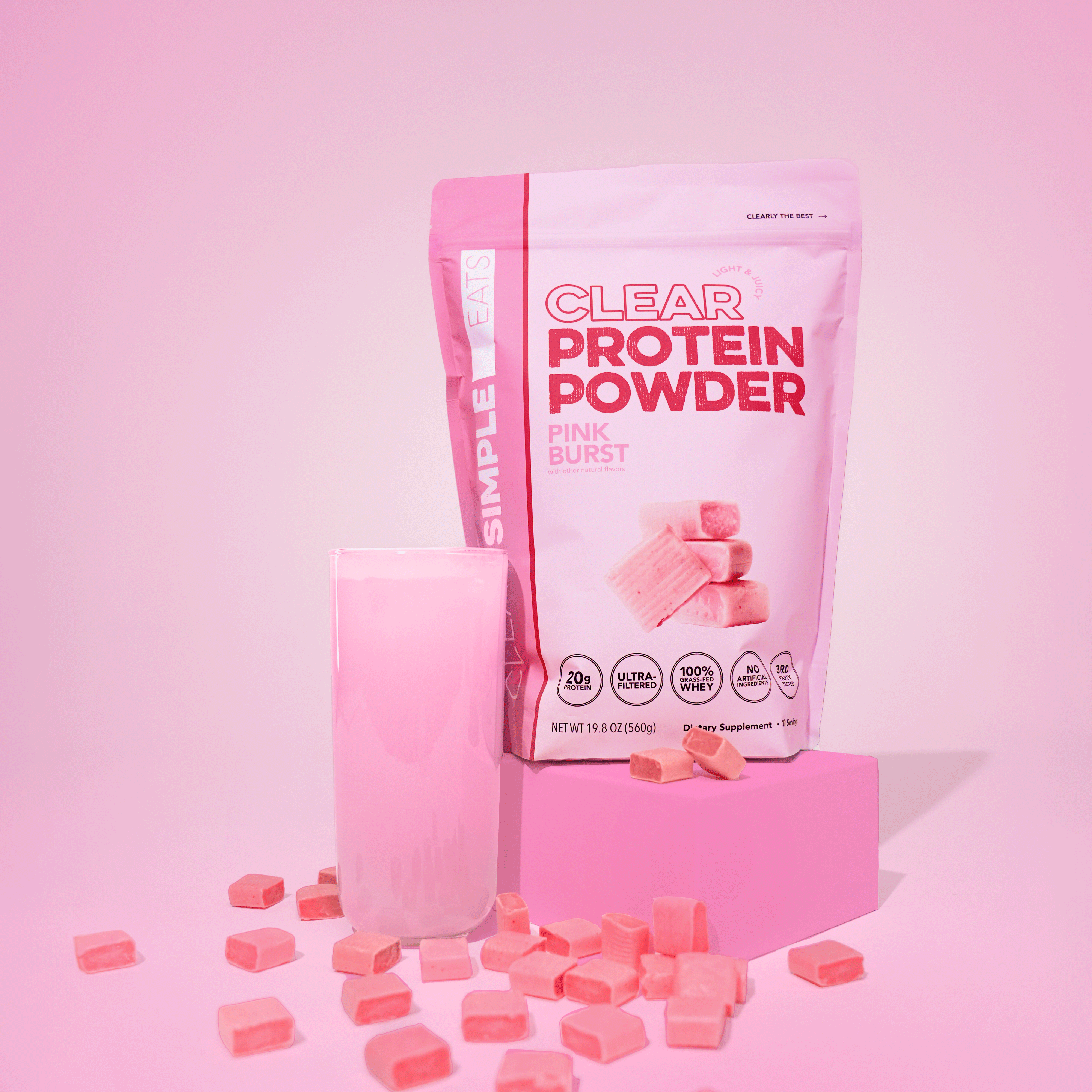 Clear Protein Powder: Pink Burst (20 Servings)