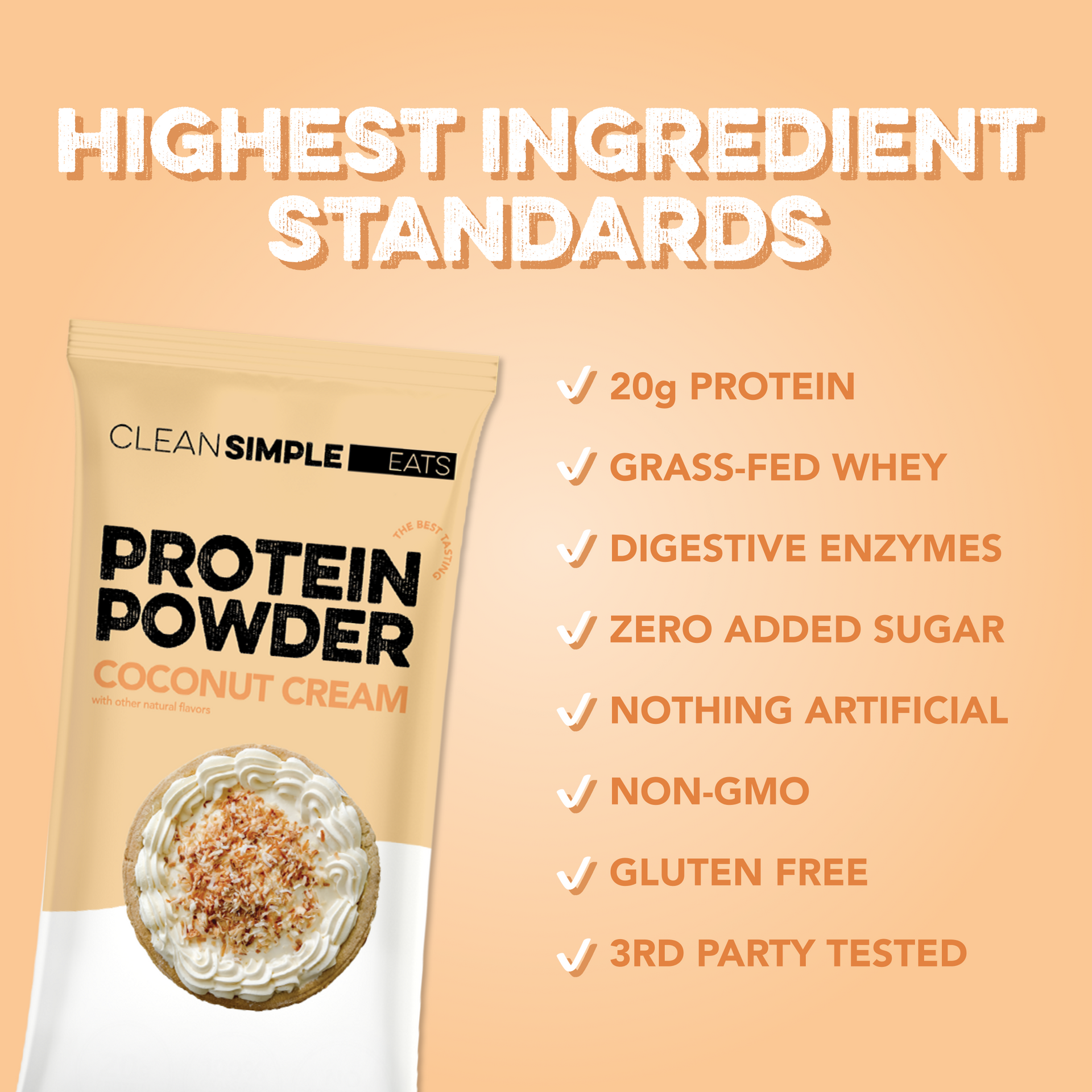 Protein Powder: Coconut Cream (10 Single Serving Stick Packs)