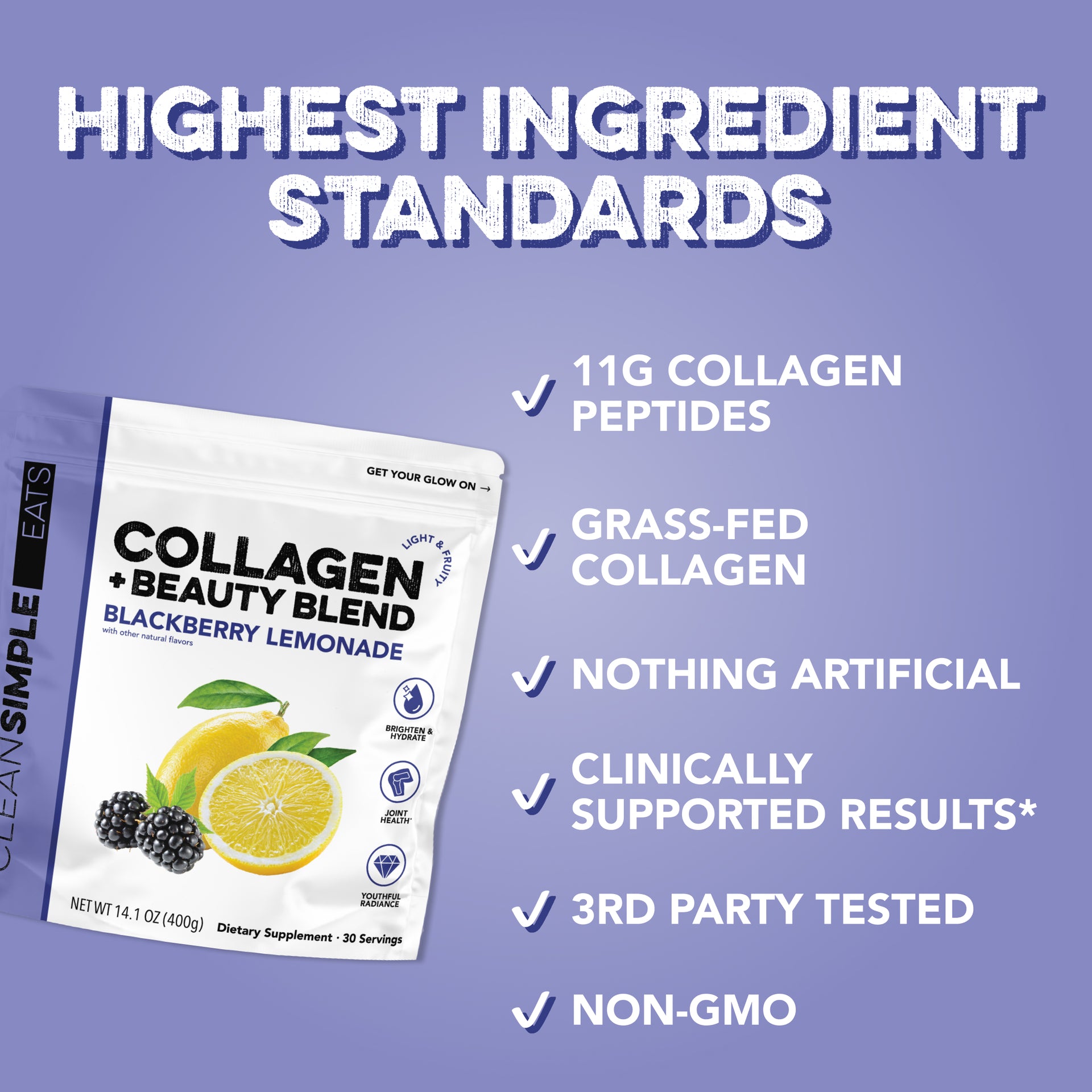 Collagen + Beauty Blend: Blackberry Lemonade (30 Serving)