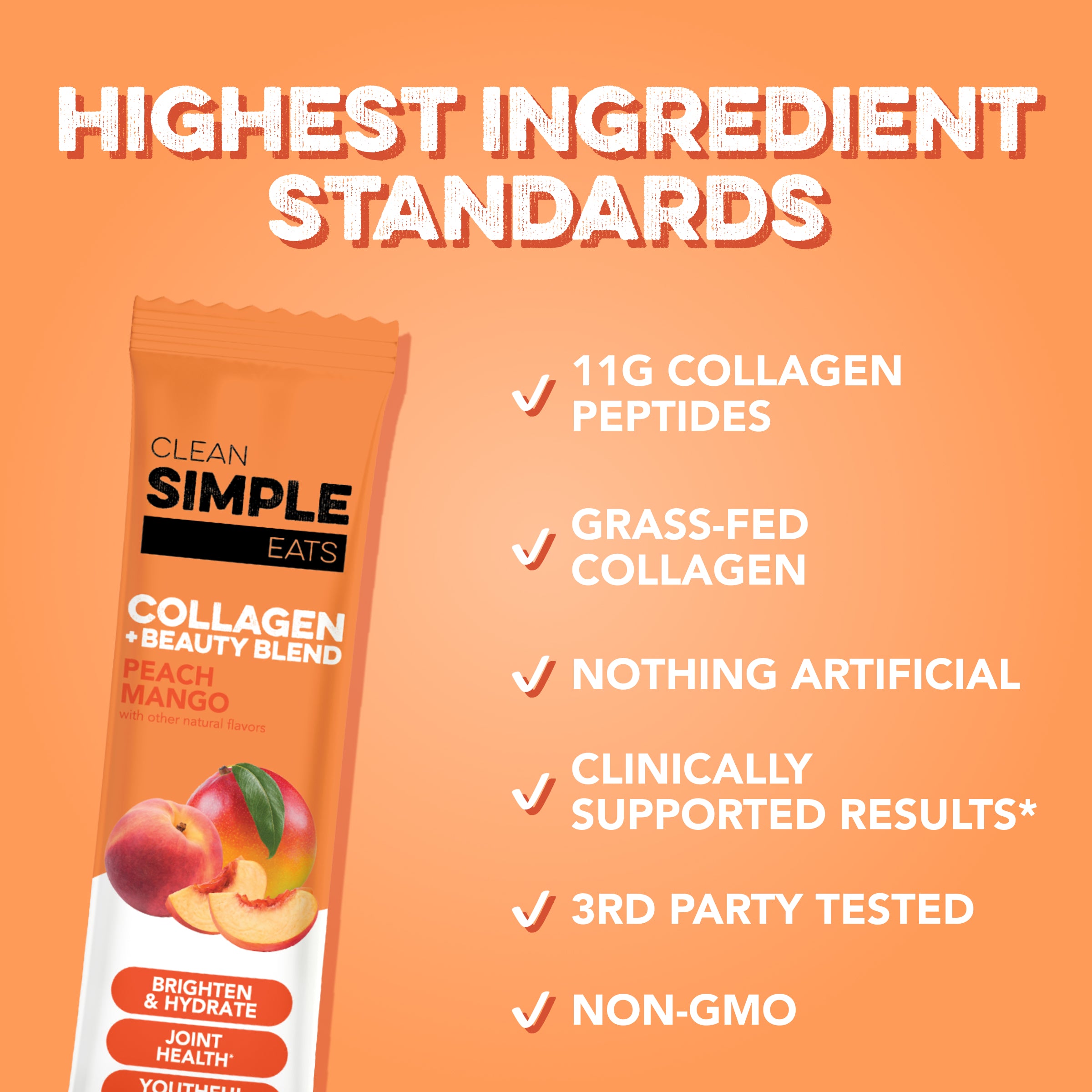 Collagen + Beauty Blend: Peach Mango (10 Single Serving Stick Pack)