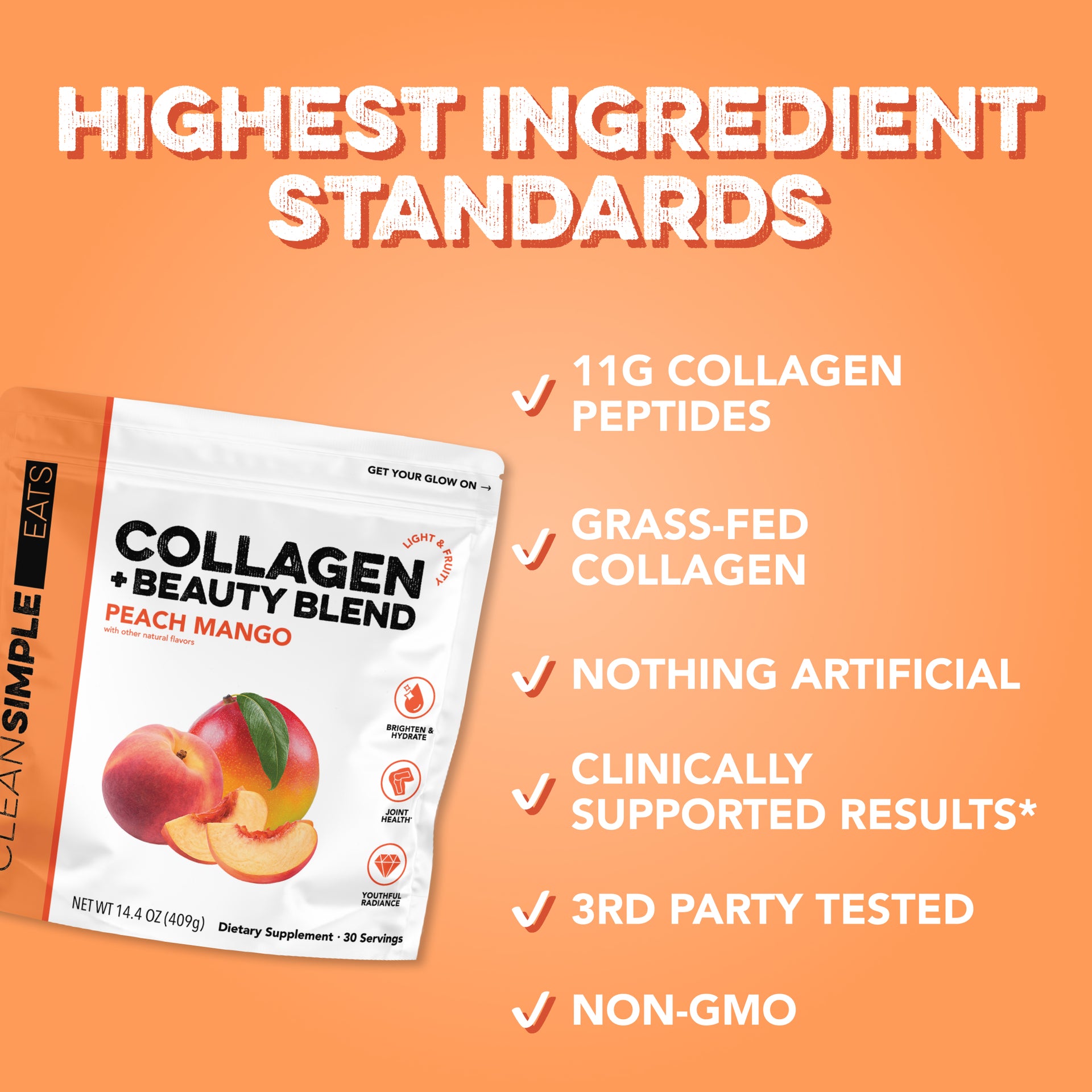 Collagen + Beauty Blend: Peach Mango (30 Servings)