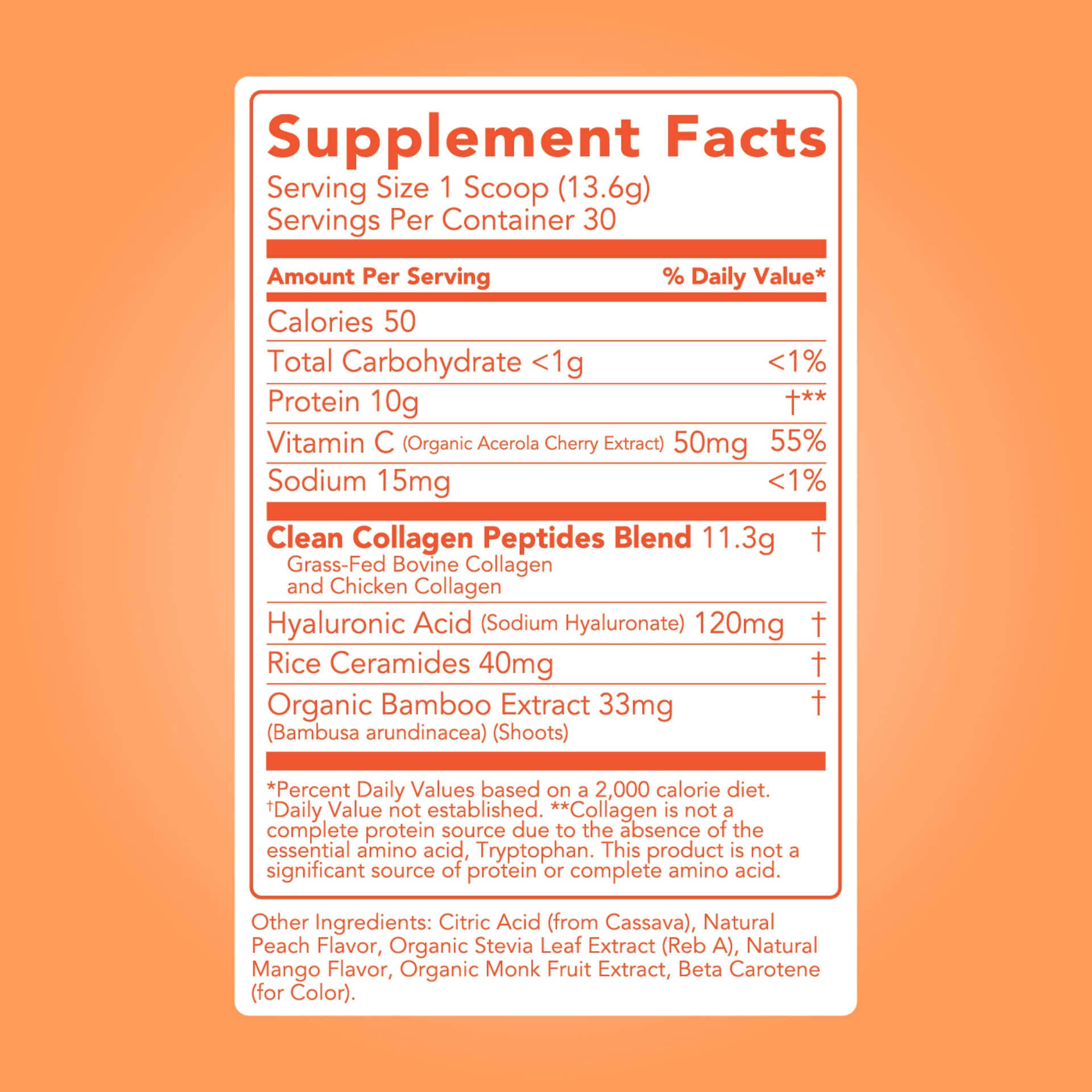Collagen + Beauty Blend: Peach Mango (30 Servings)