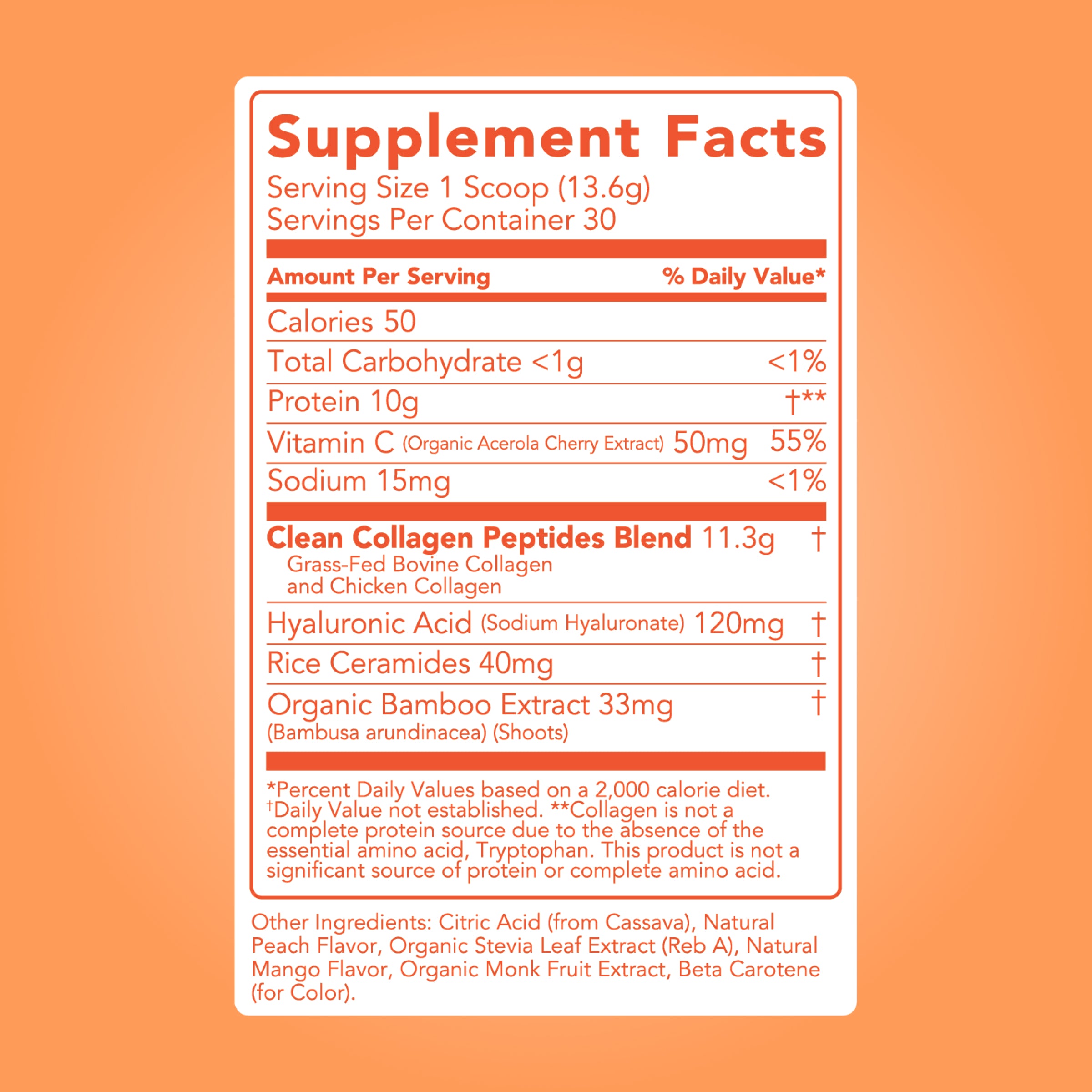 Collagen + Beauty Blend: Peach Mango (30 Servings)
