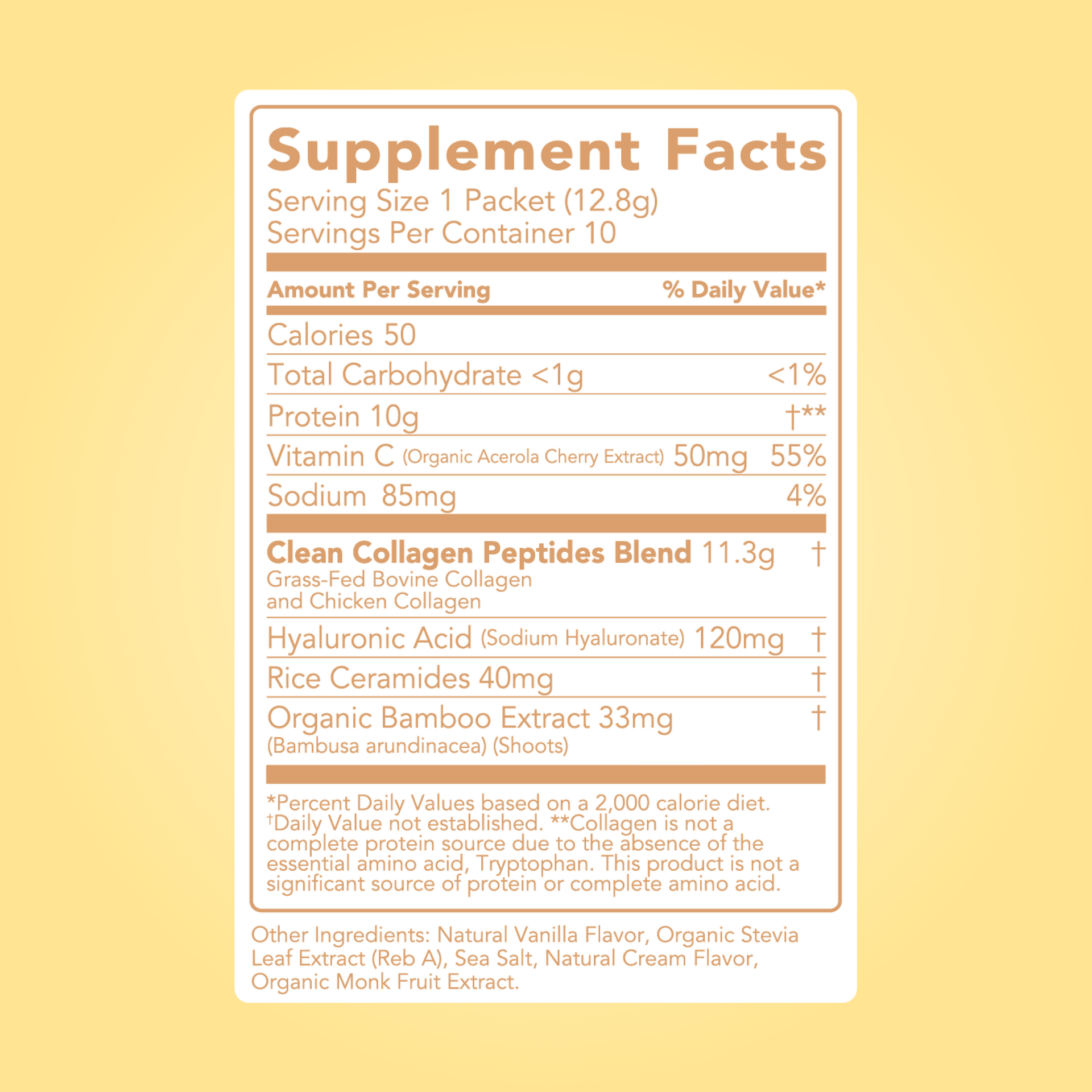 Collagen + Beauty Blend: Vanilla Cream (10 Single Serving Stick Pack)