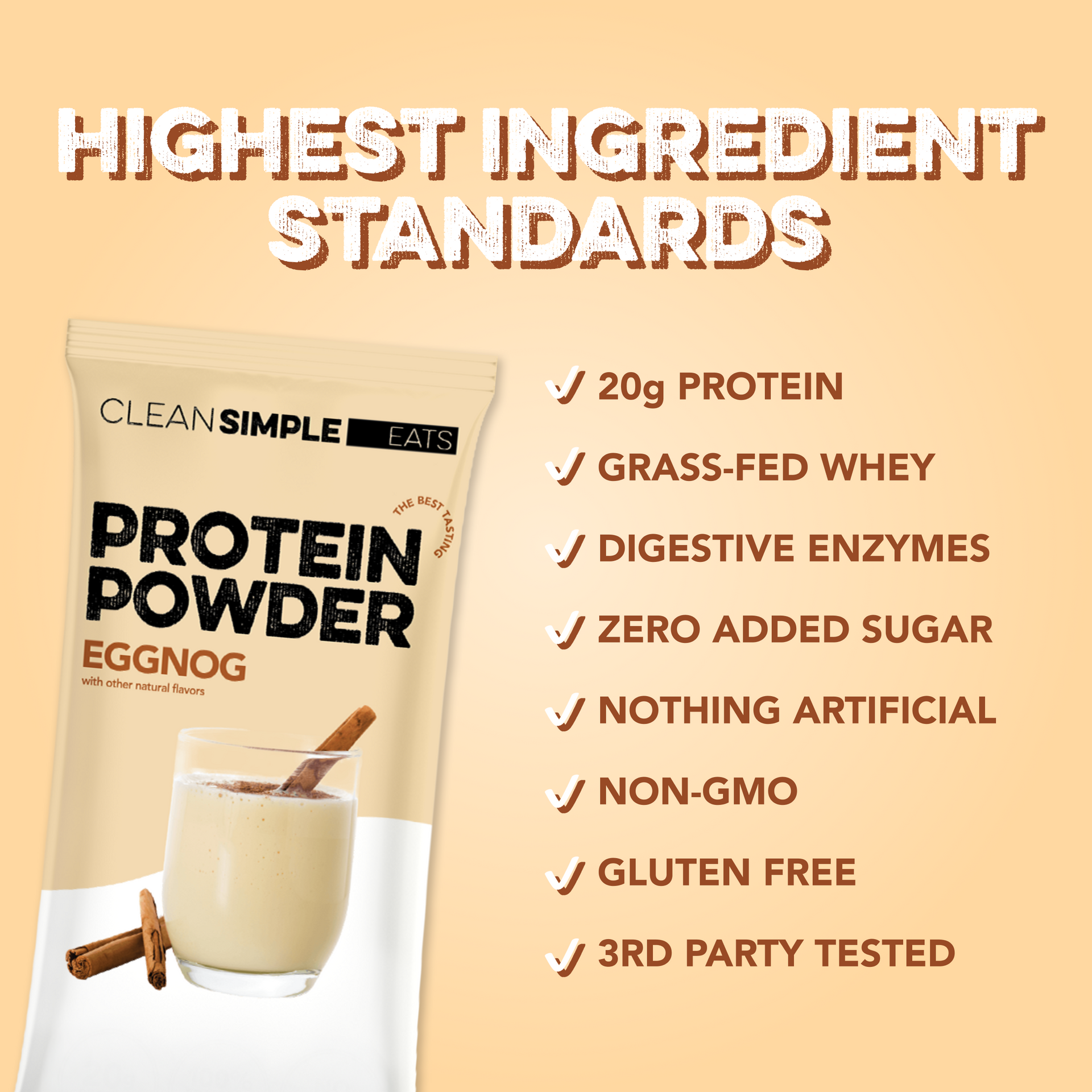 Protein Powder: Eggnog (10 Single Serving Stick Packs)