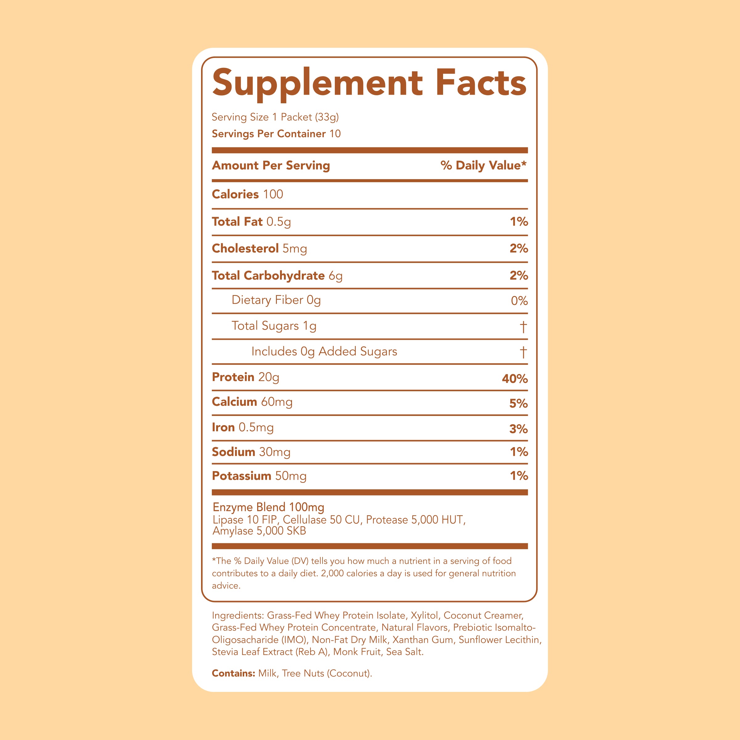 Protein Powder: Eggnog (10 Single Serving Stick Packs)