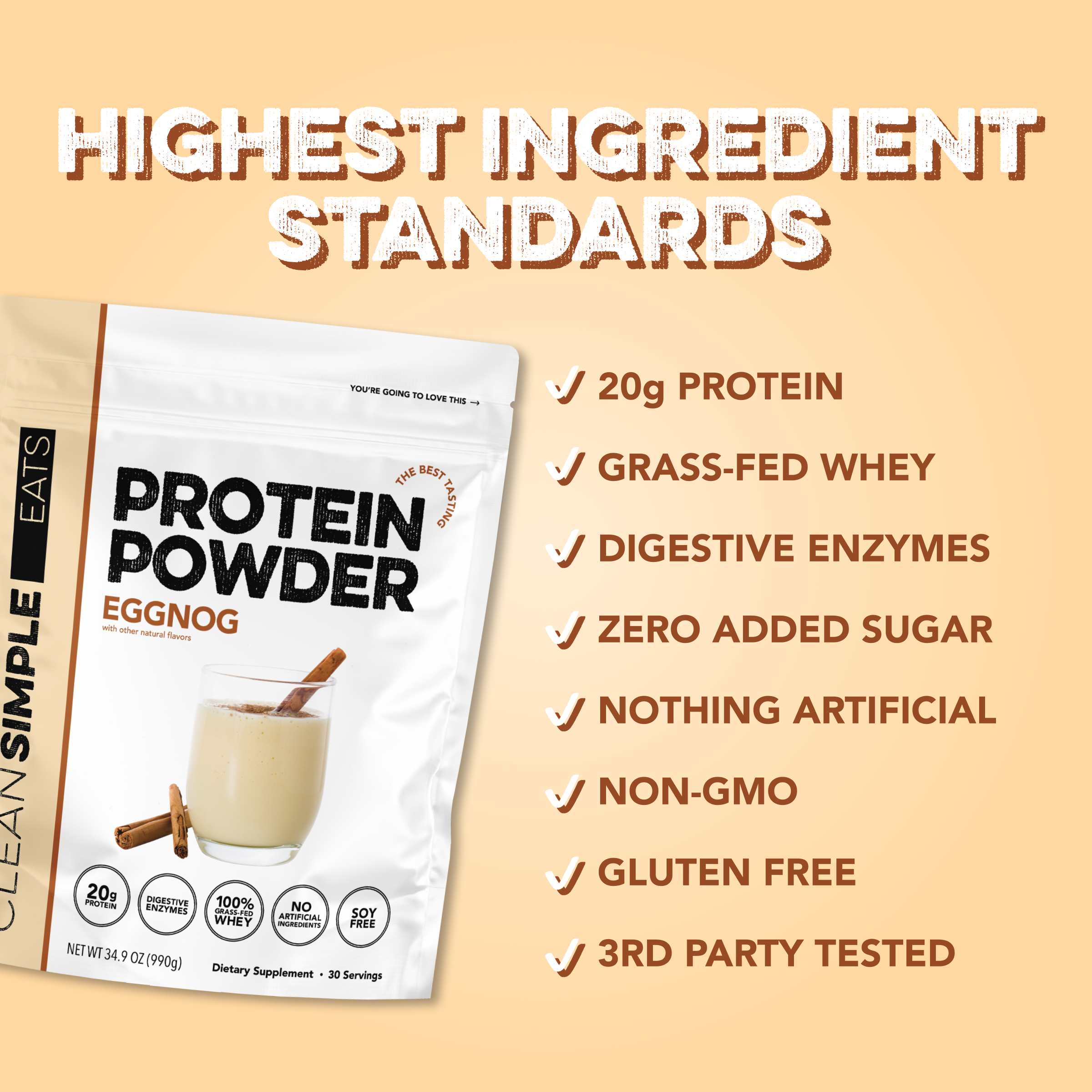 Protein Powder: Eggnog (30 Serving Bag)