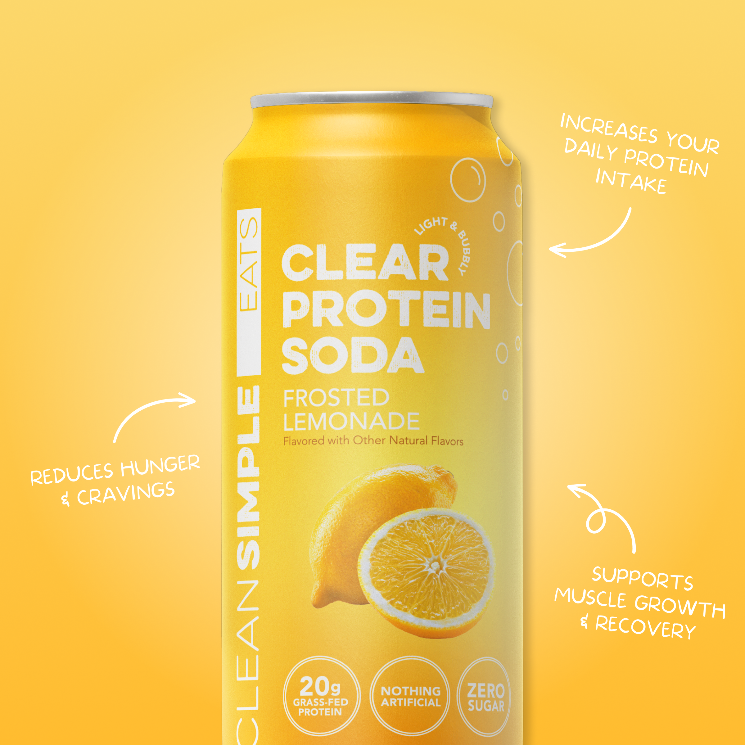Clear Protein Soda: Frosted Lemonade (16oz | 12 Pack)