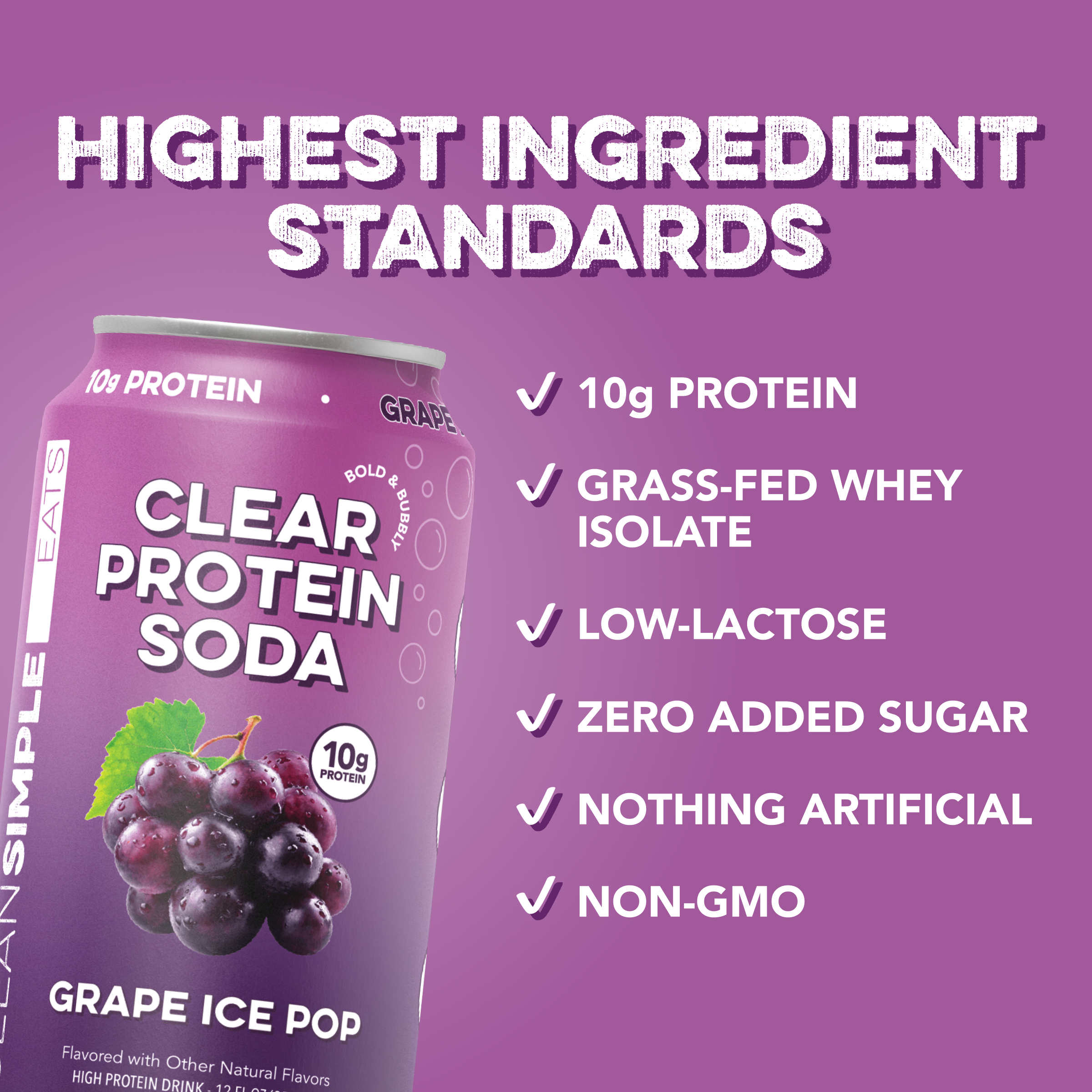Clear Protein Soda: Classic Grape (12 Oz. | 12 Pack)