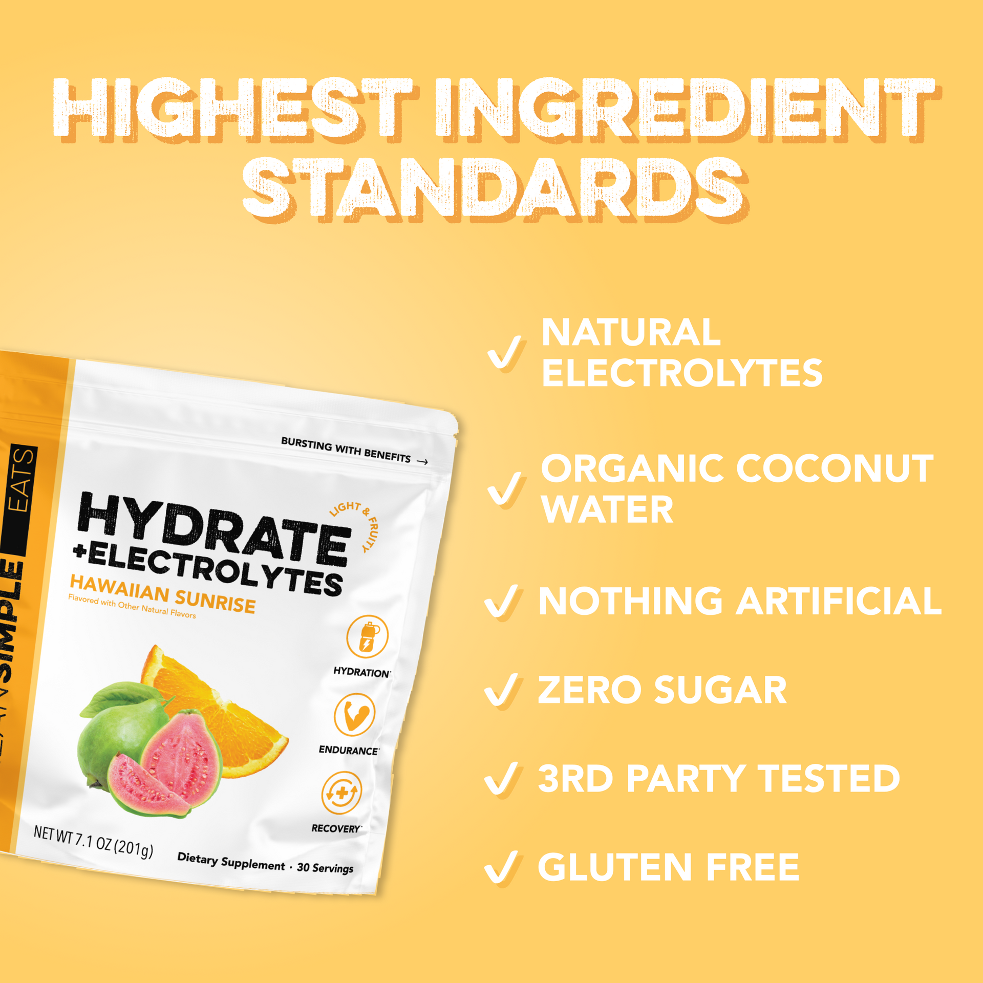 Hydrate + Electrolytes: Hawaiian Sunrise (30 Serving Bag)