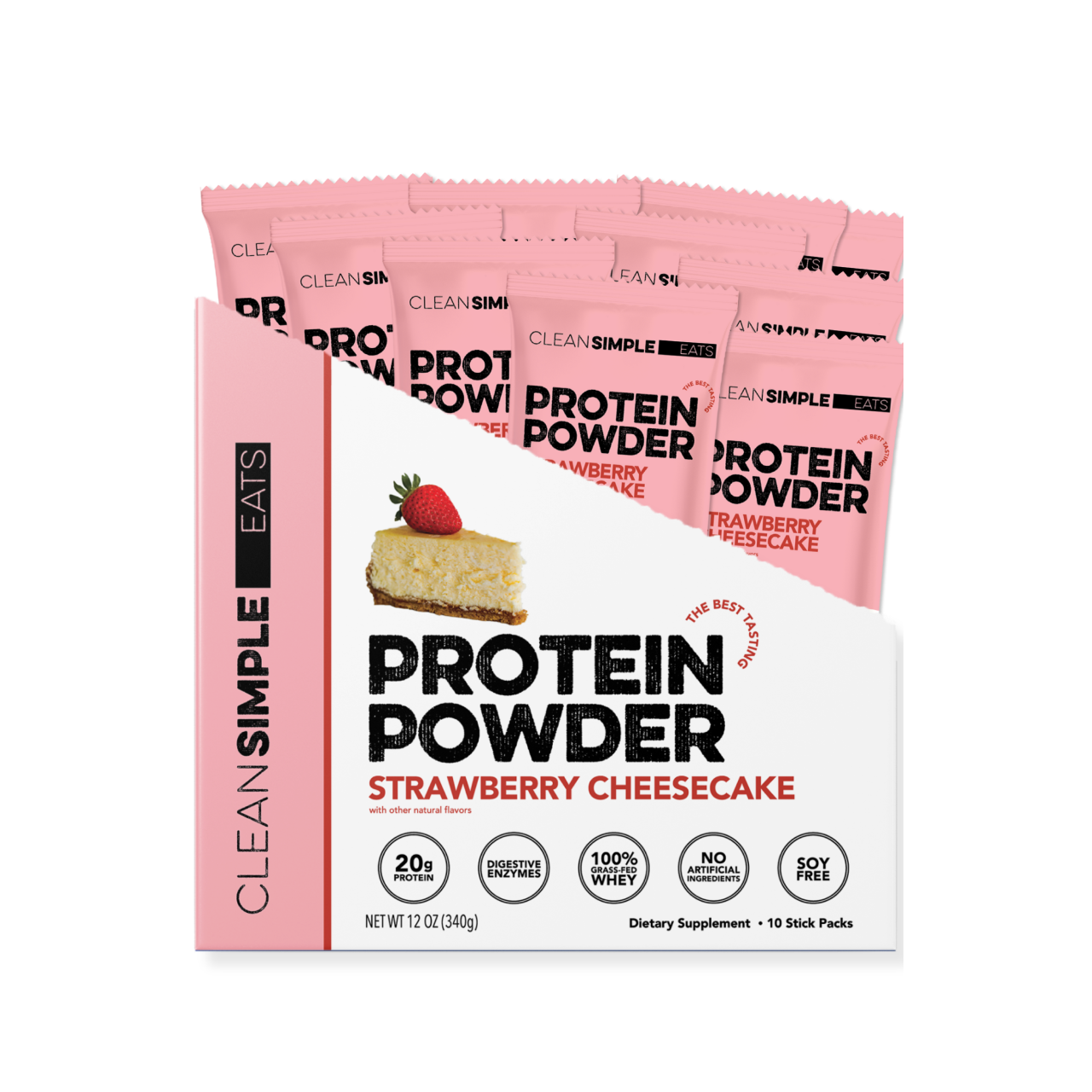 Protein Powder: Strawberry Cheesecake (10 Single Serving Stick Packs)