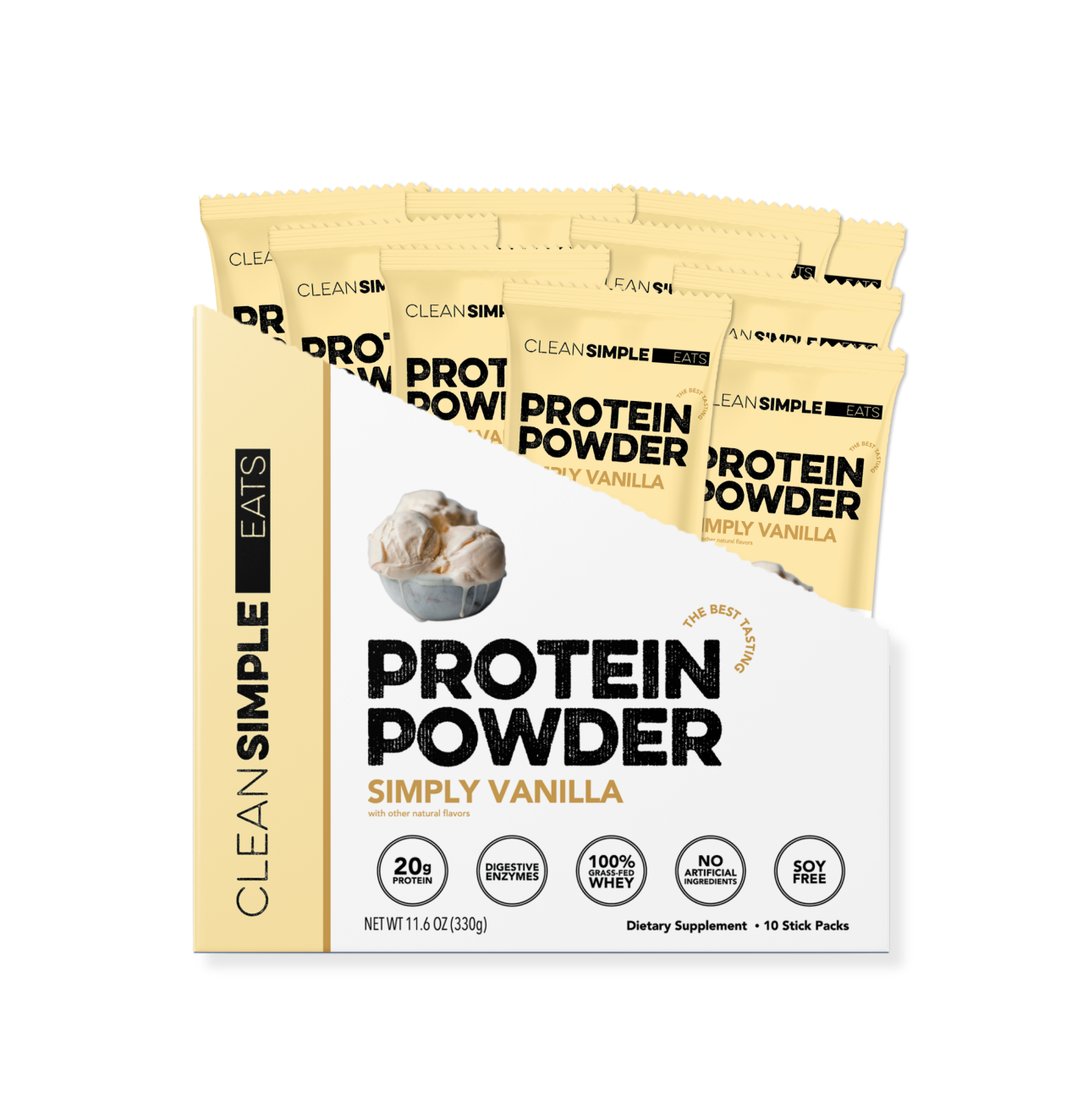 Protein Powder: Simply Vanilla (10 Single Serving Stick Packs)