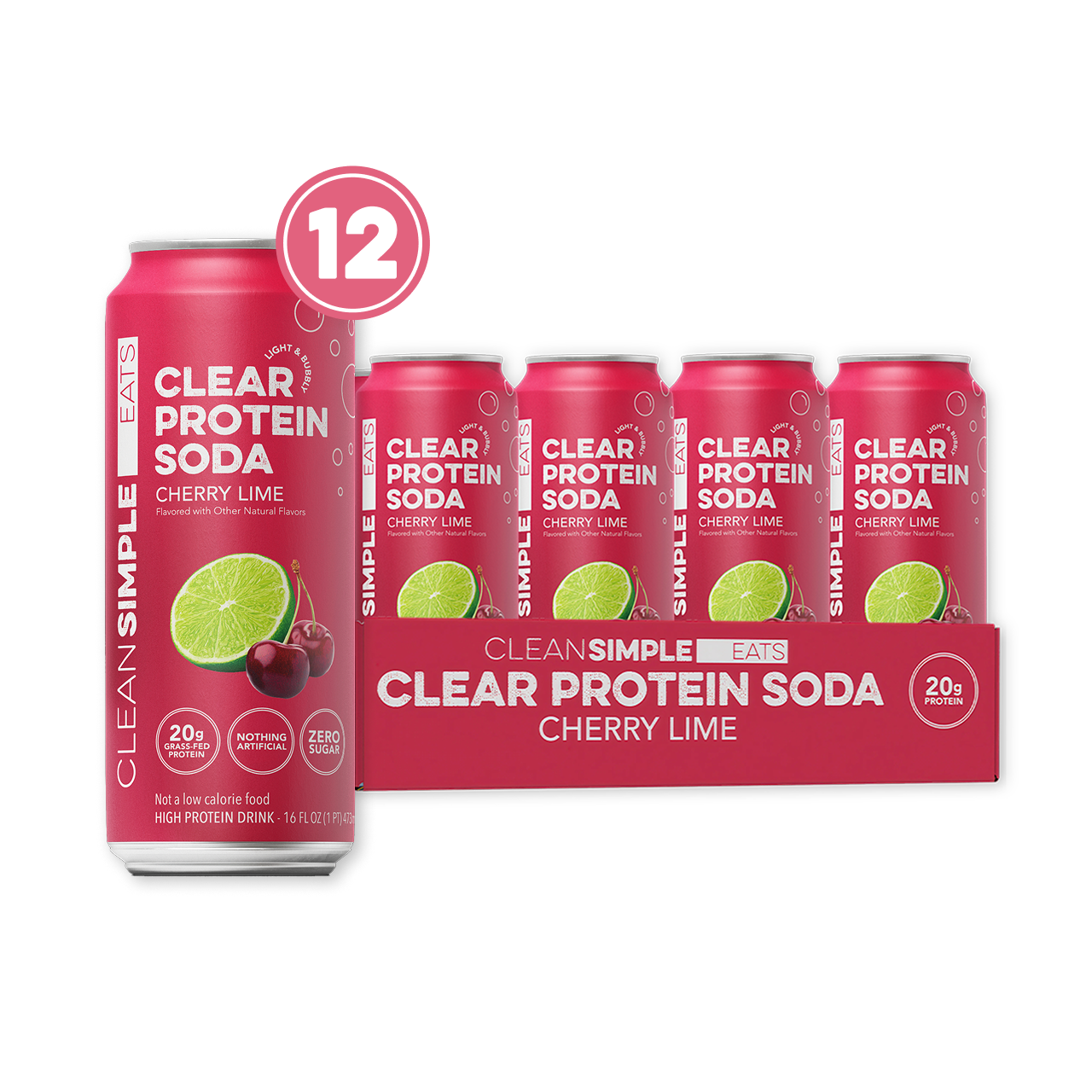 Clear Protein Soda: Cherry Lime (16oz | 12 Pack)