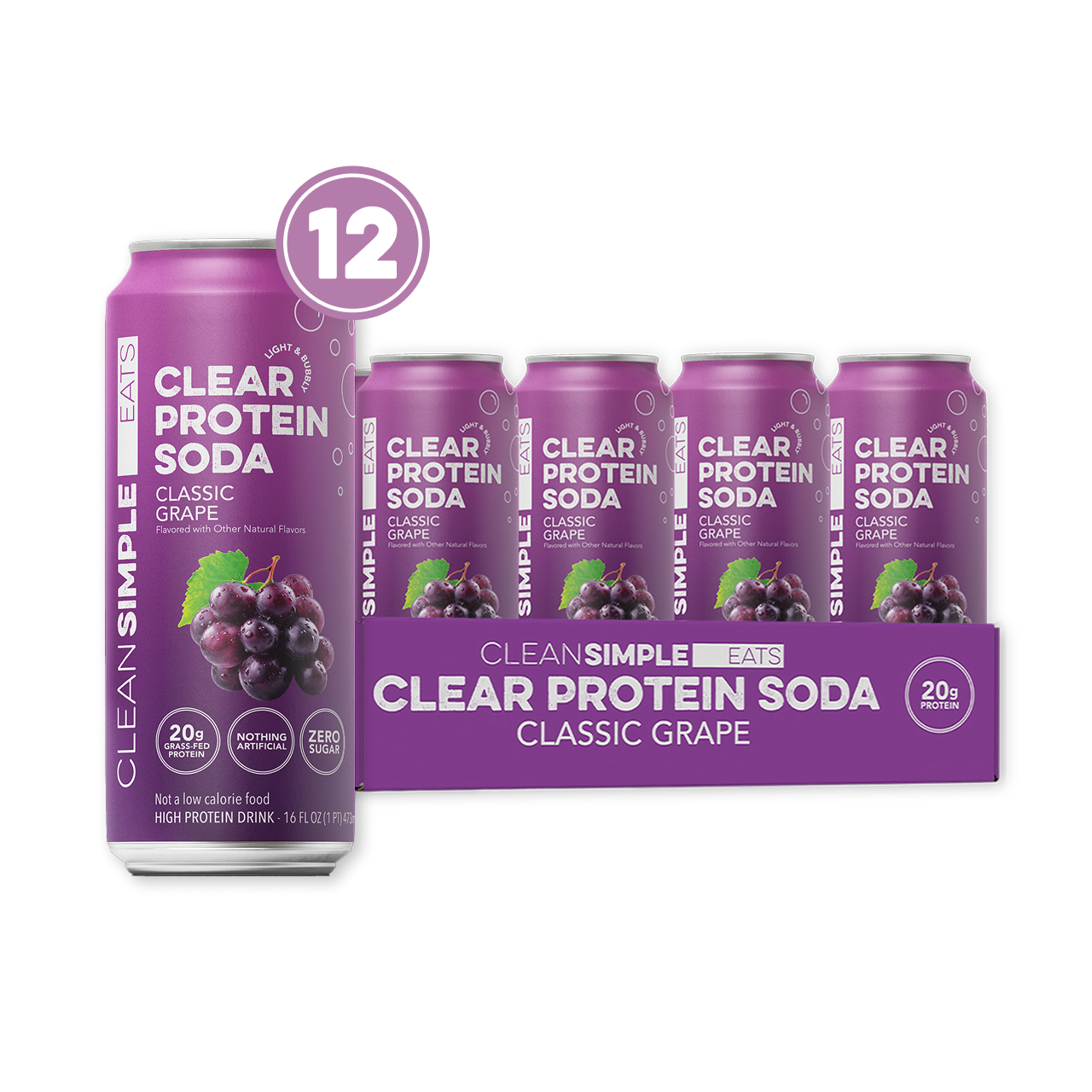 Clear Protein Soda: Classic Grape (16 oz | 12 Pack)