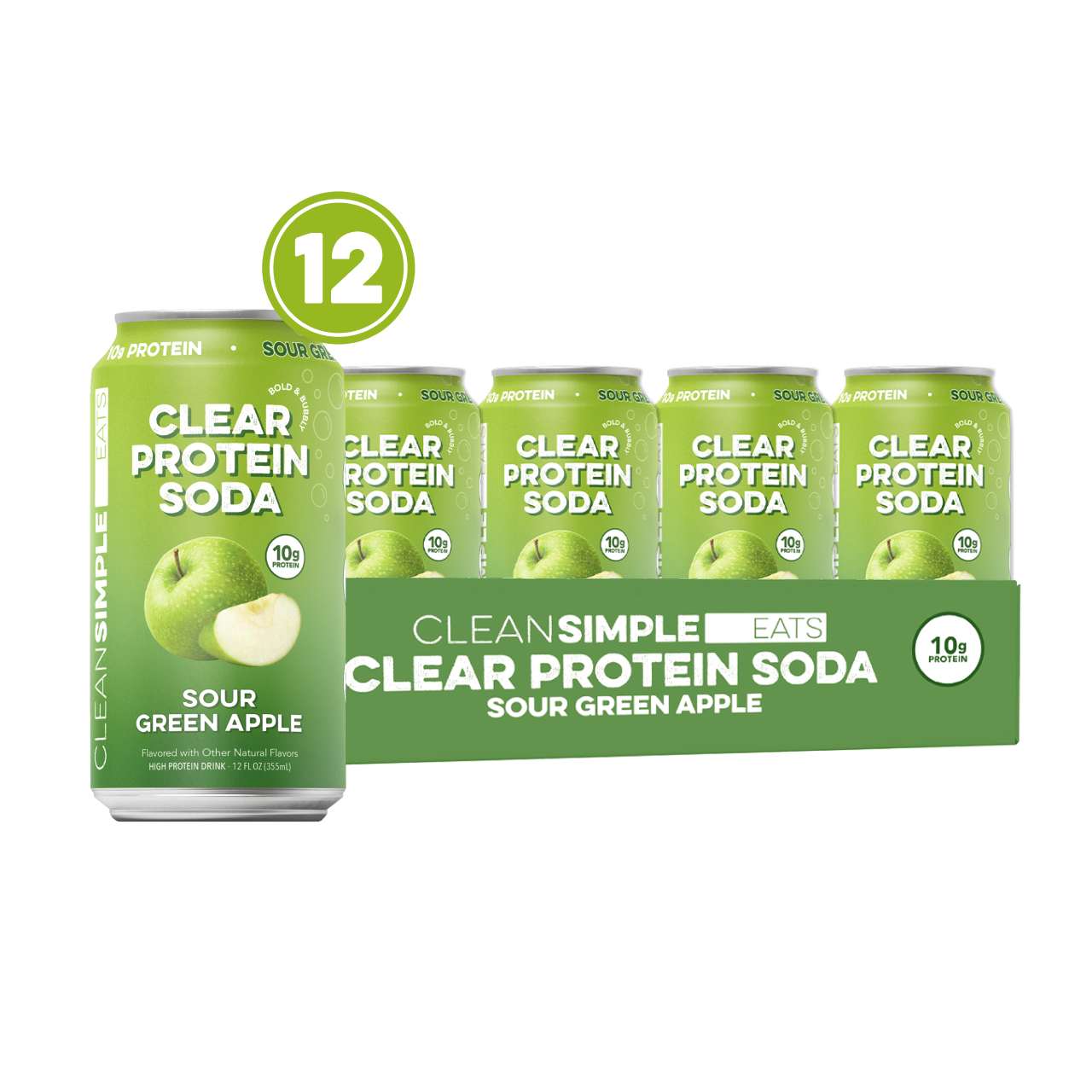 Clear Protein Soda: Green Apple (12oz | 12 Pack)