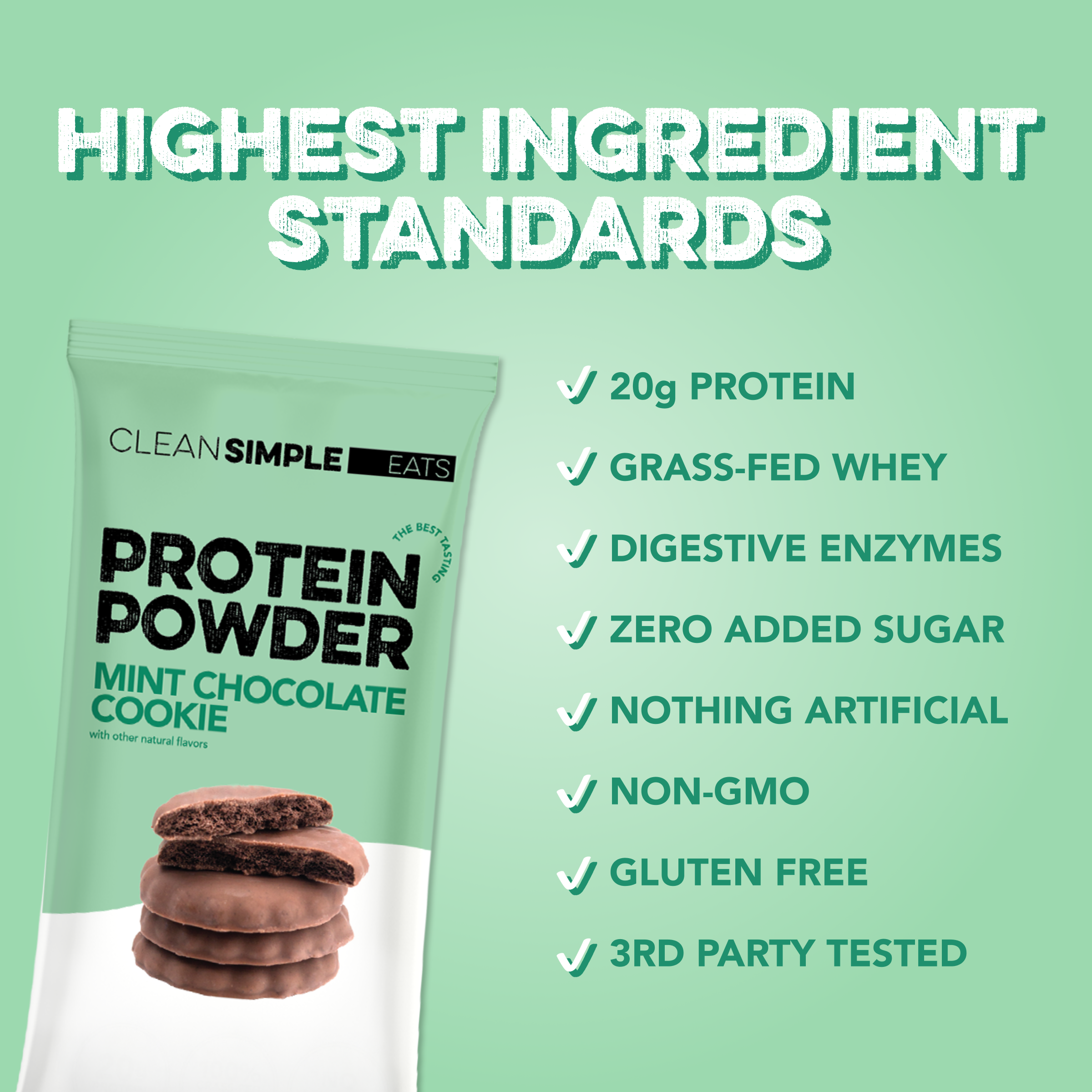 Protein Powder: Mint Chocolate Cookie (Single Serving Stick Pack Sample)