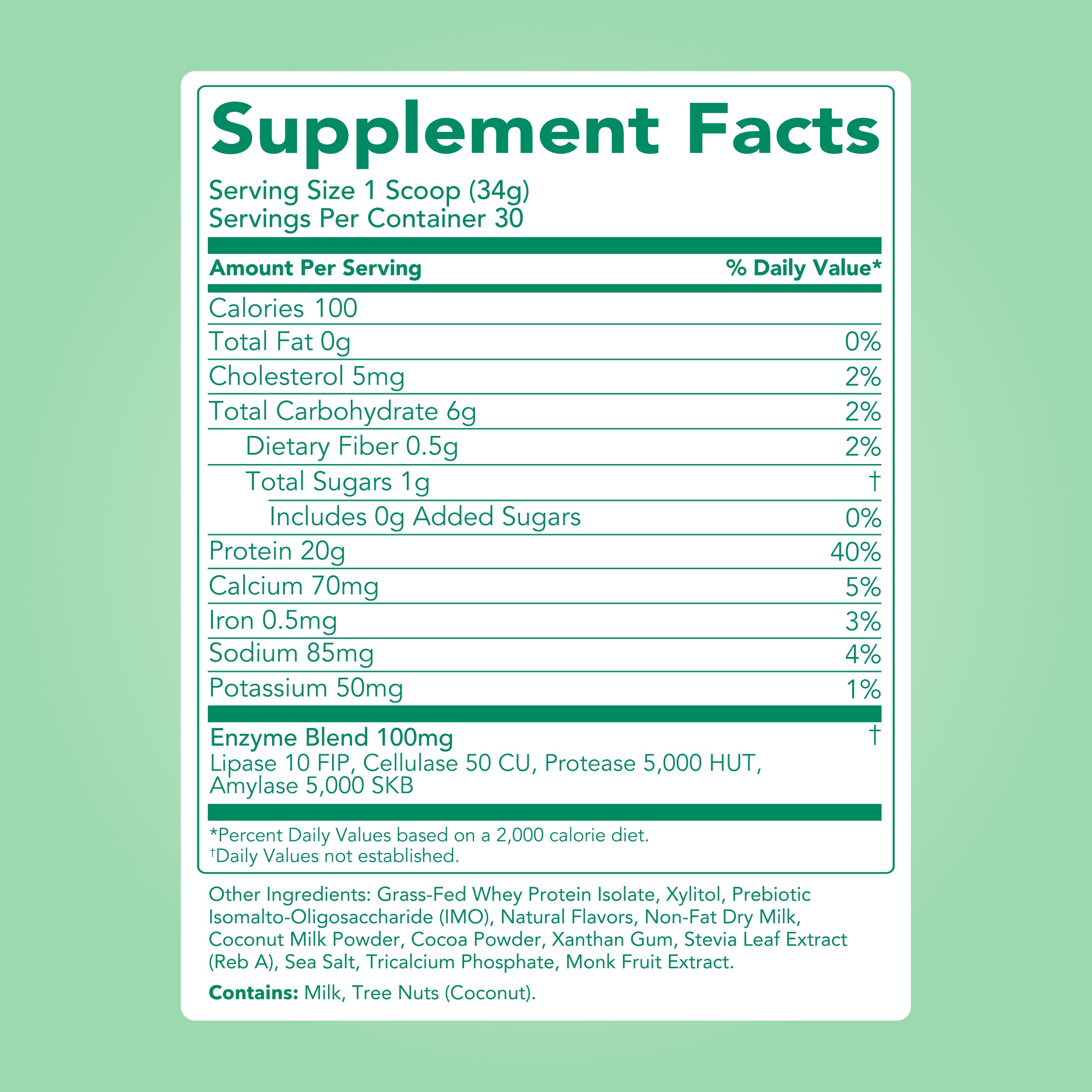 Protein Powder: Mint Chocolate Cookie (30 Serving Bag)