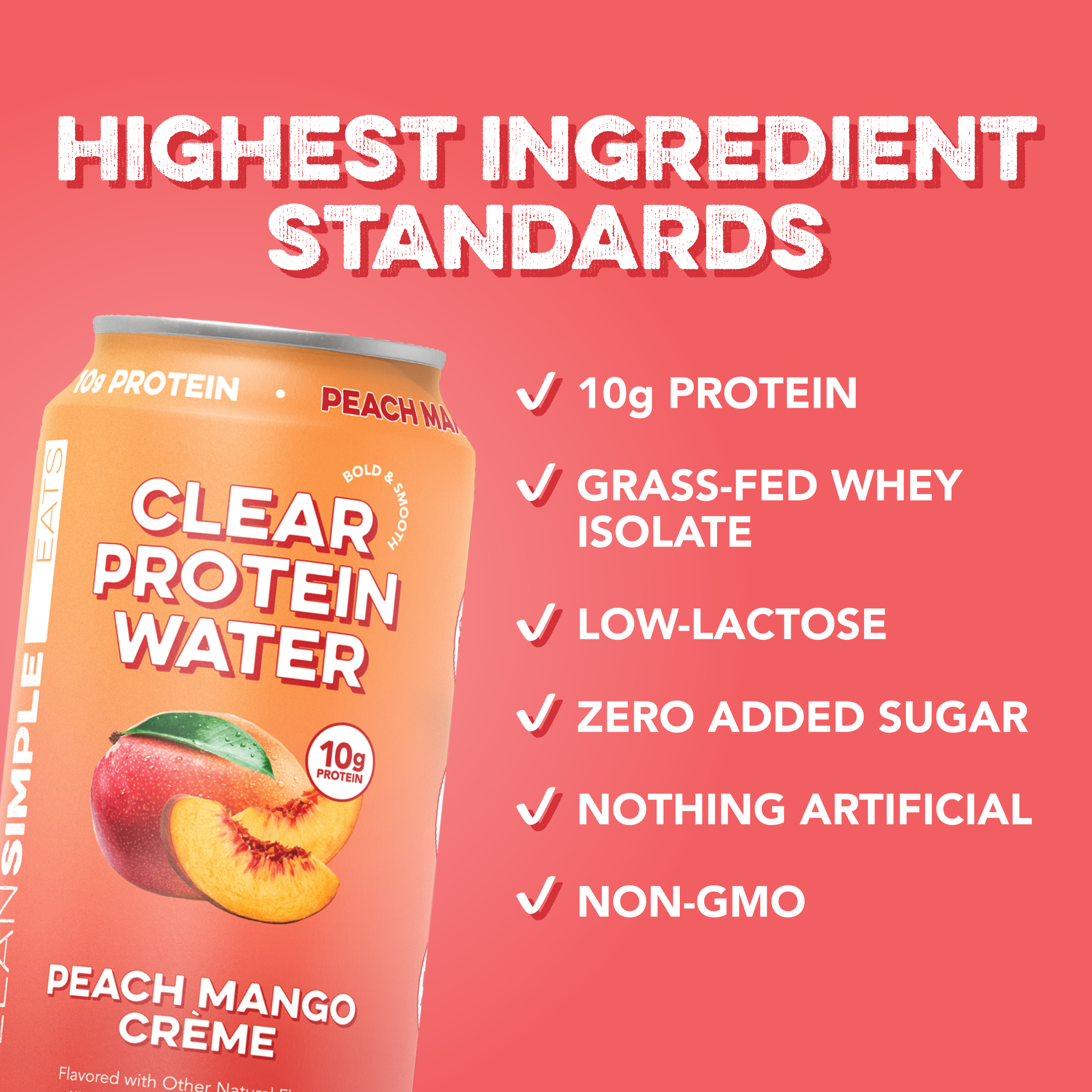Clear Protein Water: Peach Mango Créme (12 Oz. | 12 Pack)