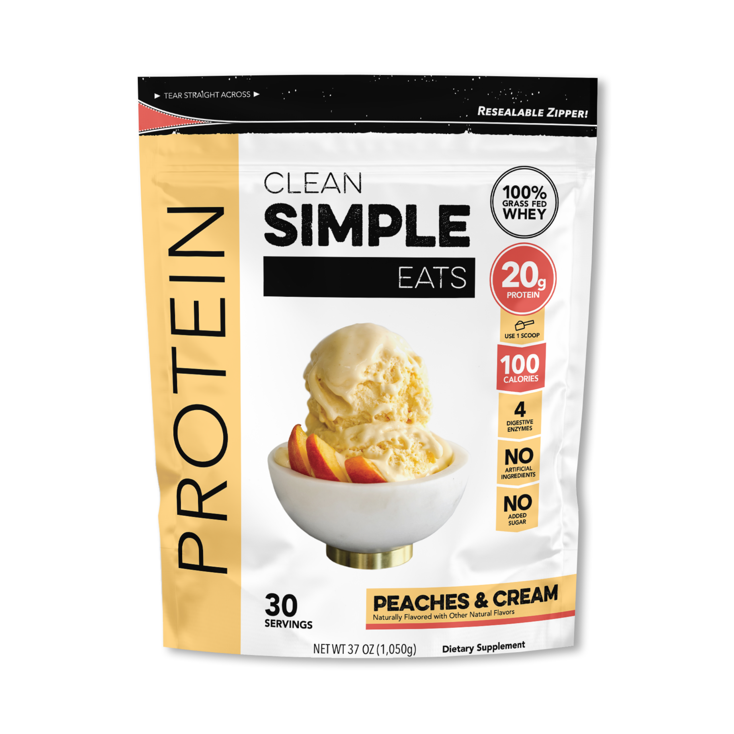 Protein Powder: Peaches & Cream (30 Serving Bag)
