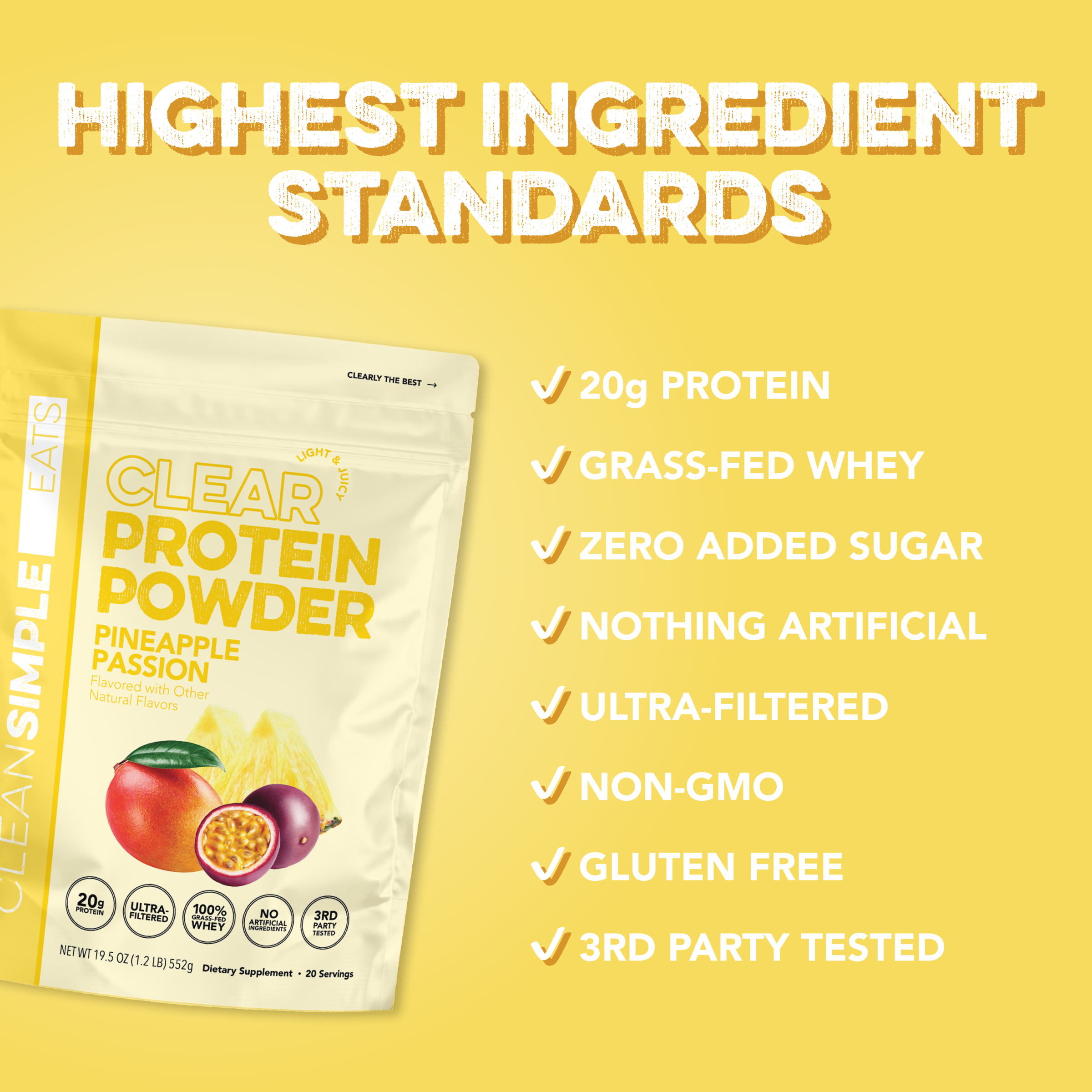 Clear Protein Powder: Pineapple Passion (20 Serving)