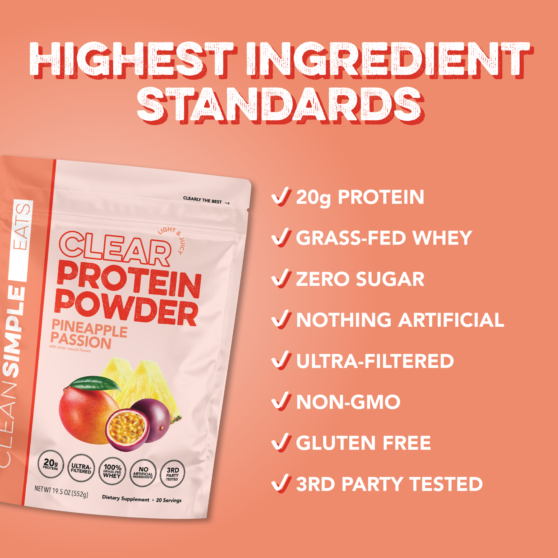 Clear Protein Powder: Pineapple Passion (20 Serving)