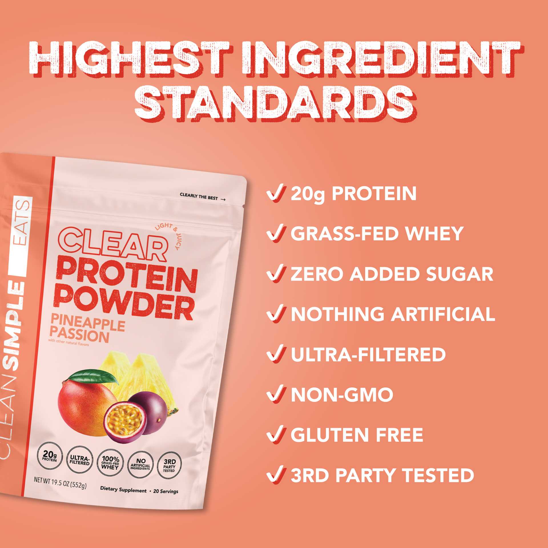 Clear Protein Powder: Pineapple Passion (20 Serving)