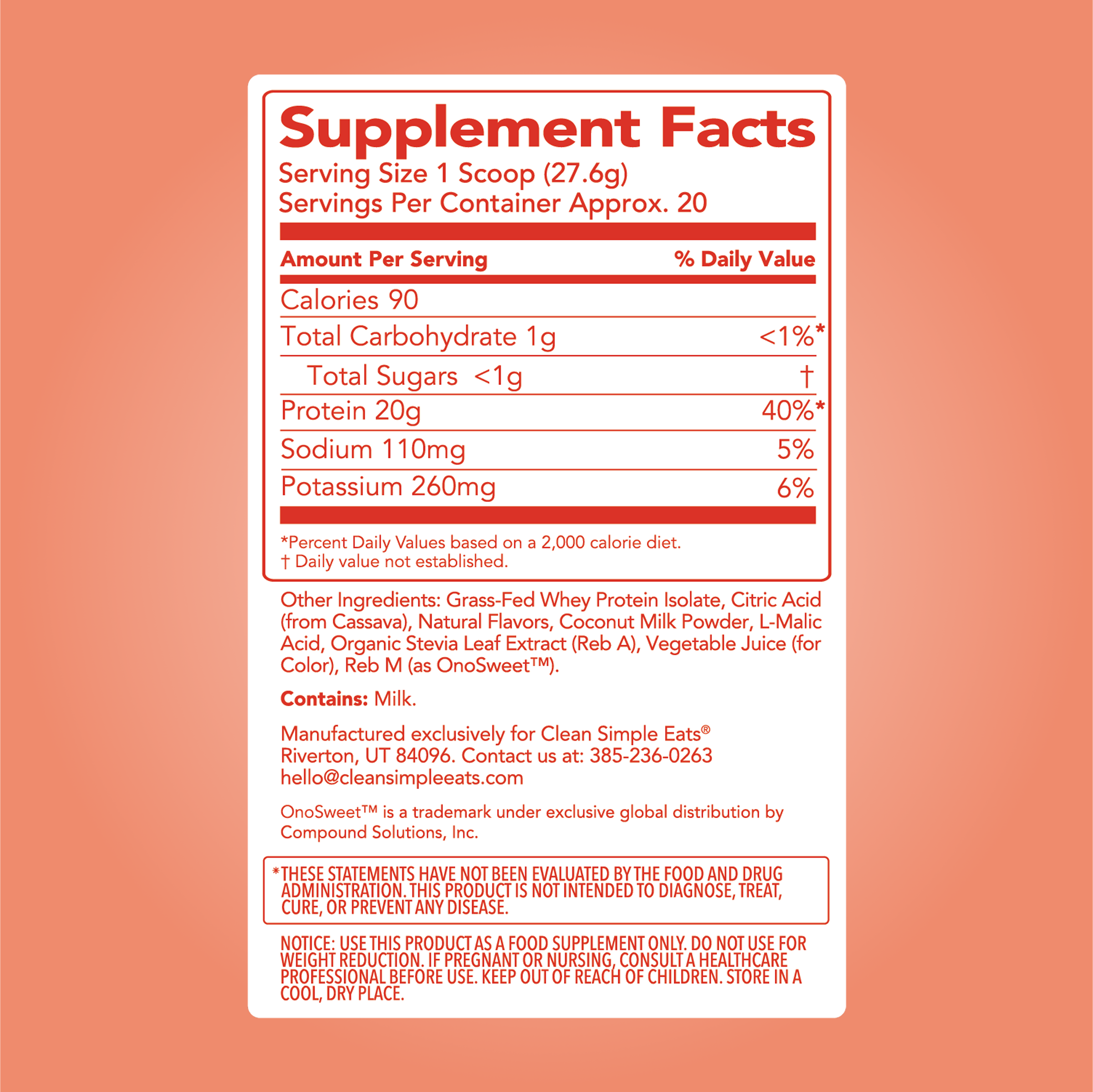 Clear Protein Powder: Pineapple Passion (20 Serving)