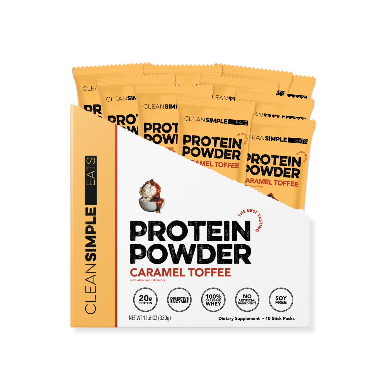 Protein Powder: Caramel Toffee (10 Single Serving Stick Packs)