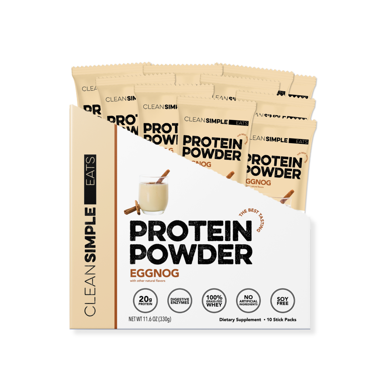 Protein Powder: Eggnog (10 Single Serving Stick Packs)