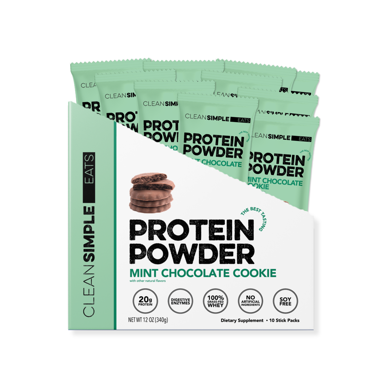 Protein Powder: Mint Chocolate Cookie (10 Single Serving Stick Packs)