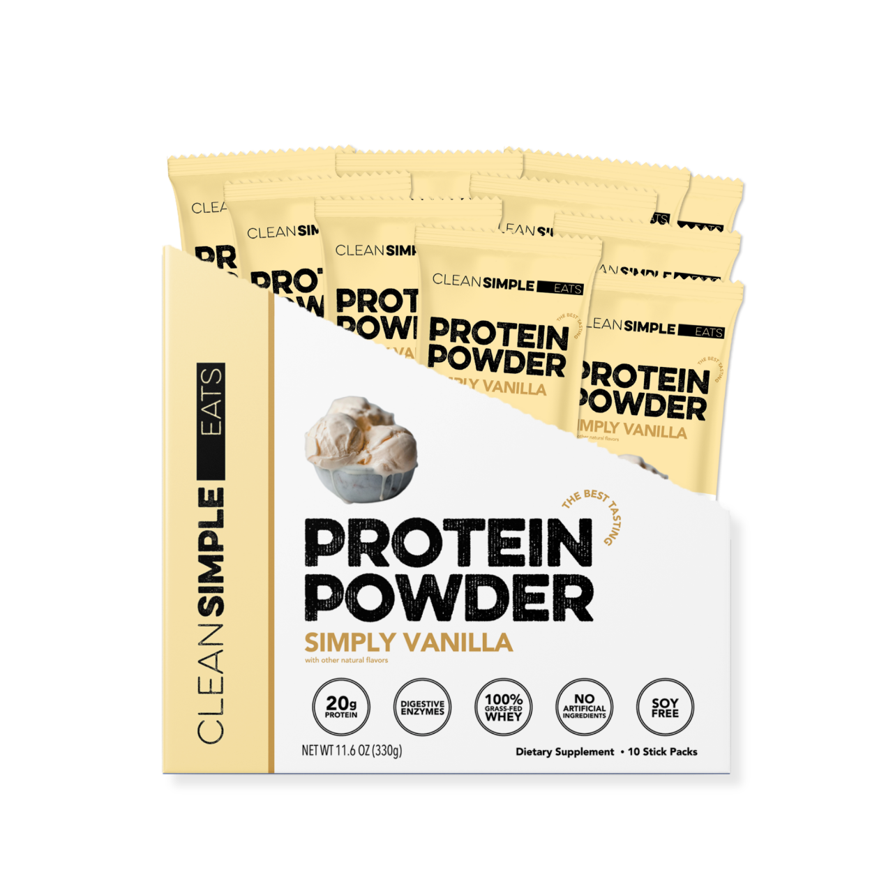 Protein Powder: Simply Vanilla (10 Single Serving Stick Packs)