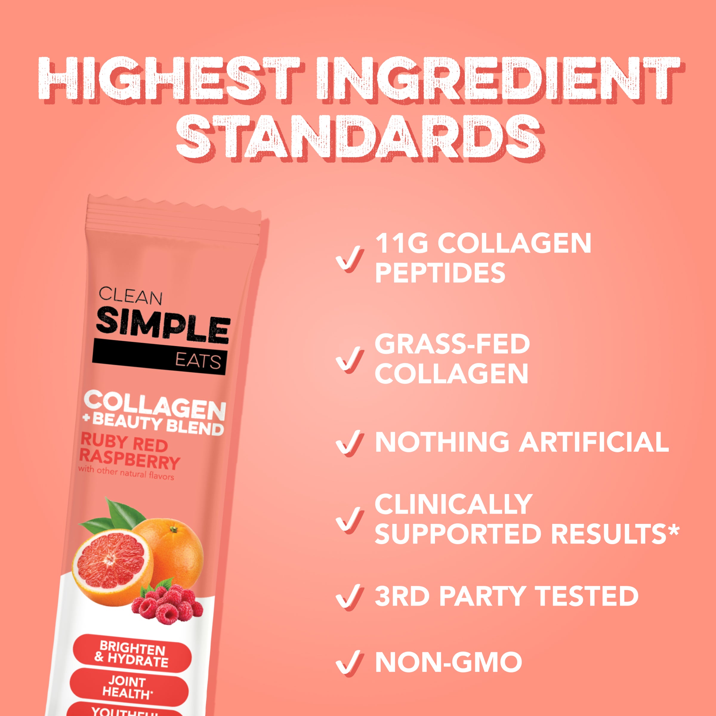 Collagen + Beauty Blend: Ruby Red Raspberry (10 Single Serving Stick Pack)