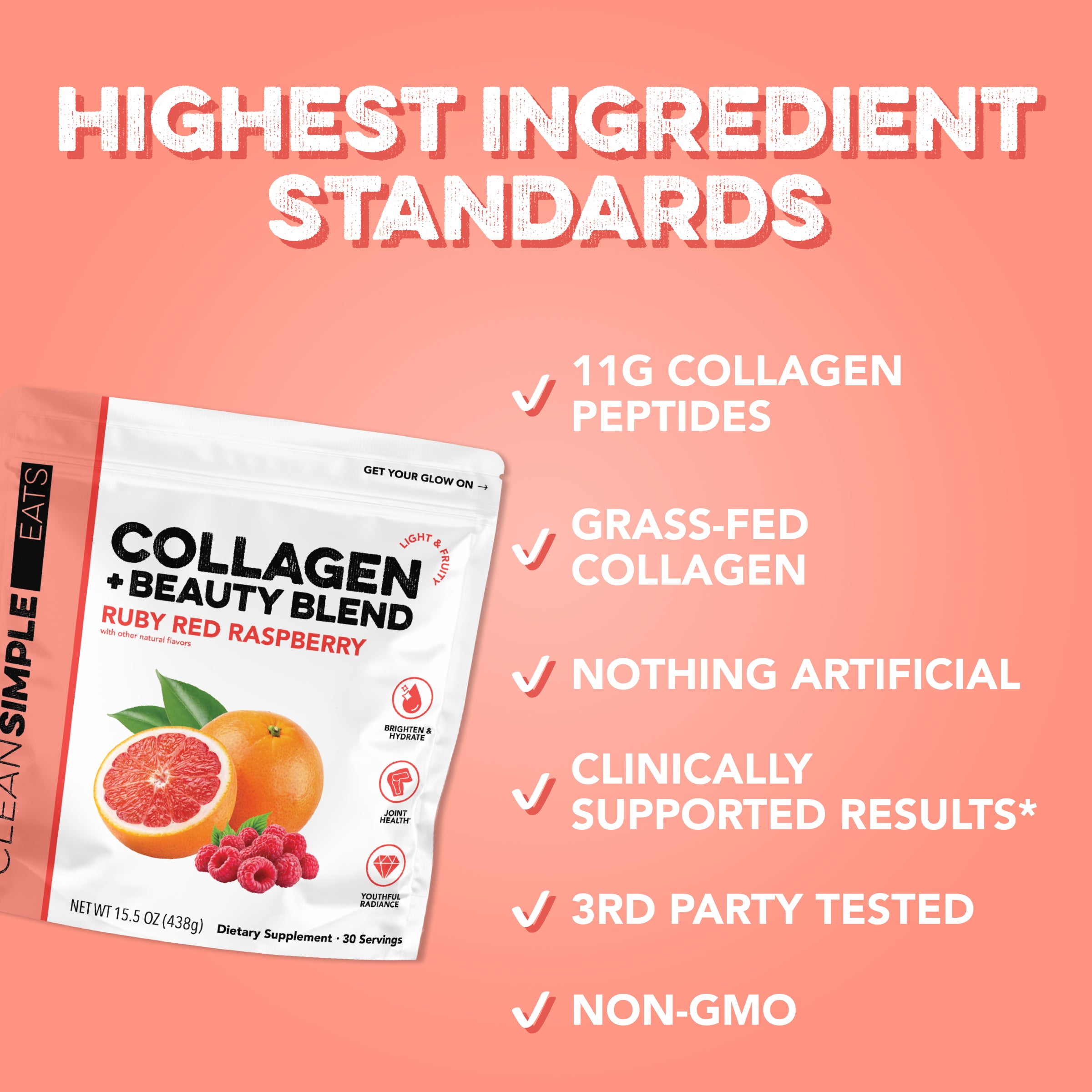 Collagen + Beauty Blend: Ruby Red Raspberry (30 Serving)