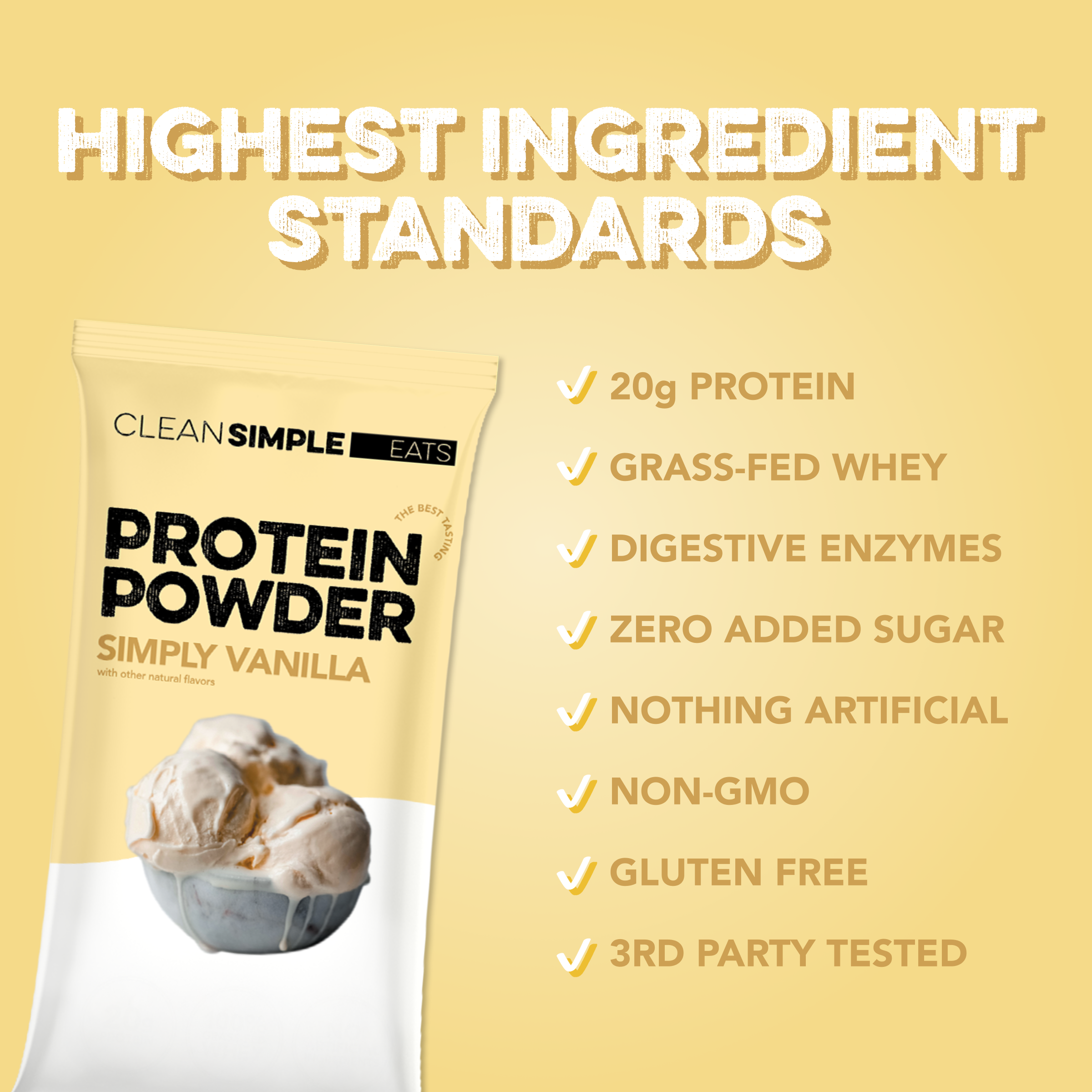 Protein Powder: Simply Vanilla (10 Single Serving Stick Packs)