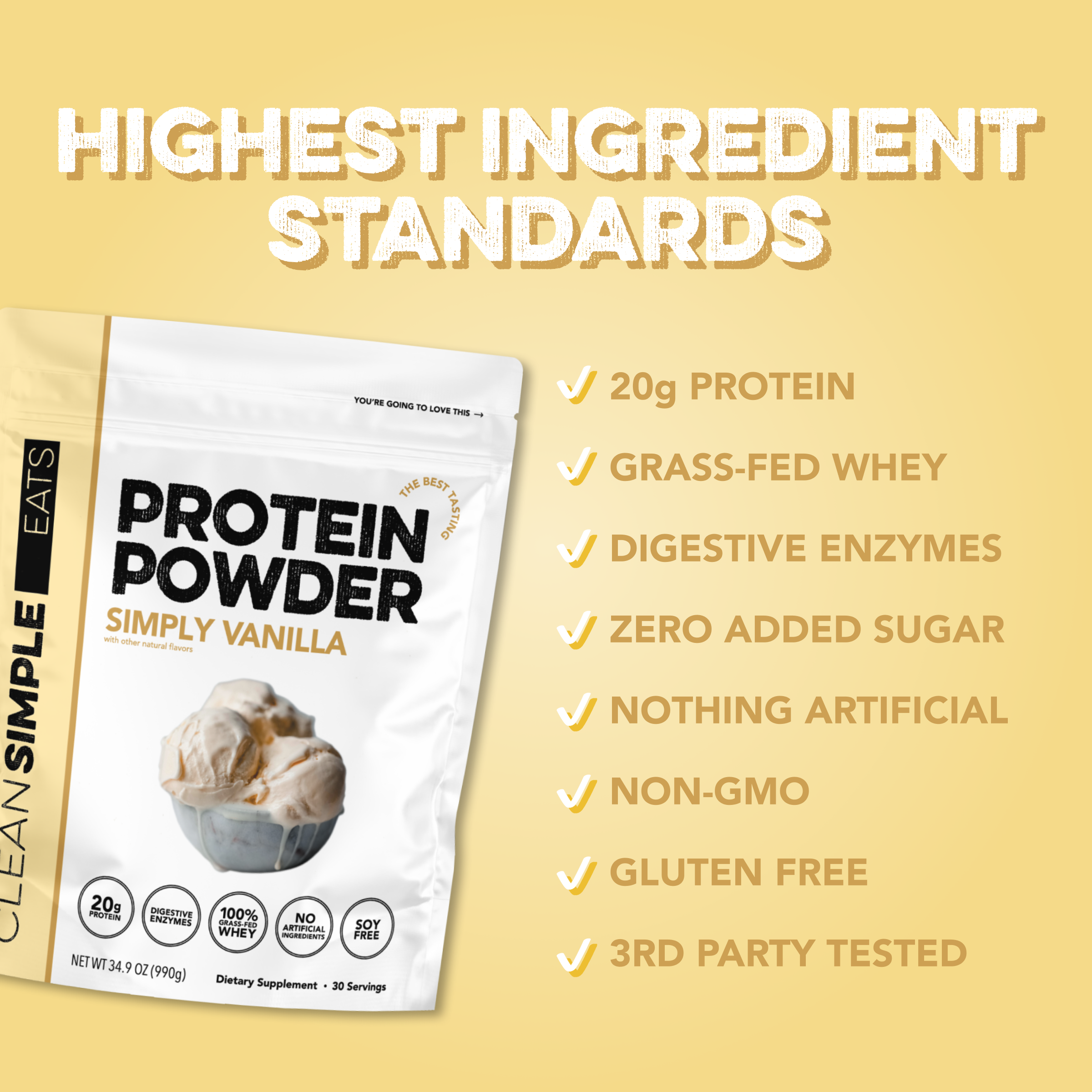 Protein Powder: Simply Vanilla (30 Serving Bag)