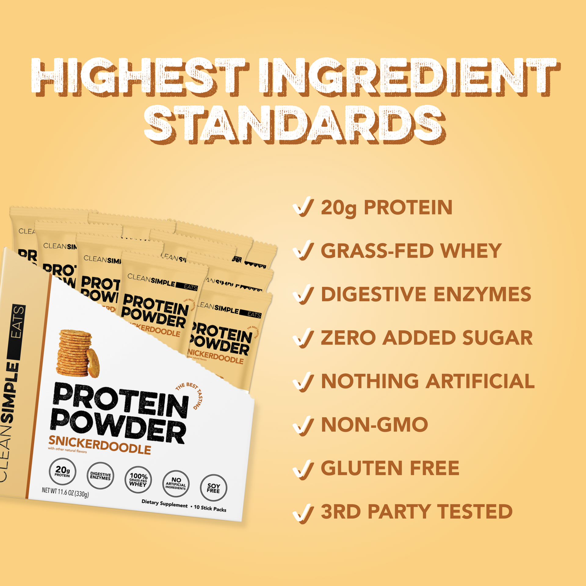 Protein Powder: Snickerdoodle (10 Single Serving Stick Packs)