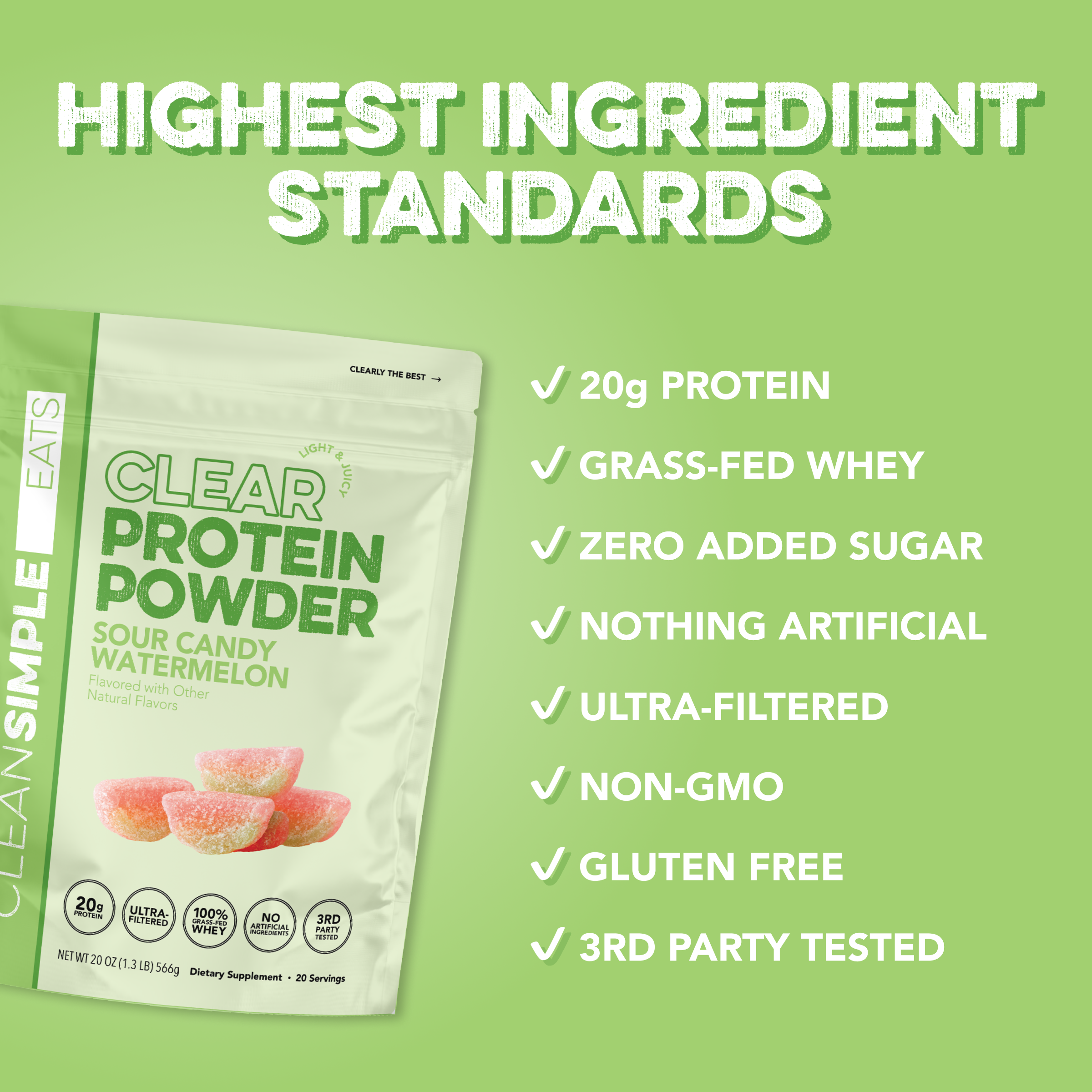 Clear Protein Powder: Sour Candy Watermelon