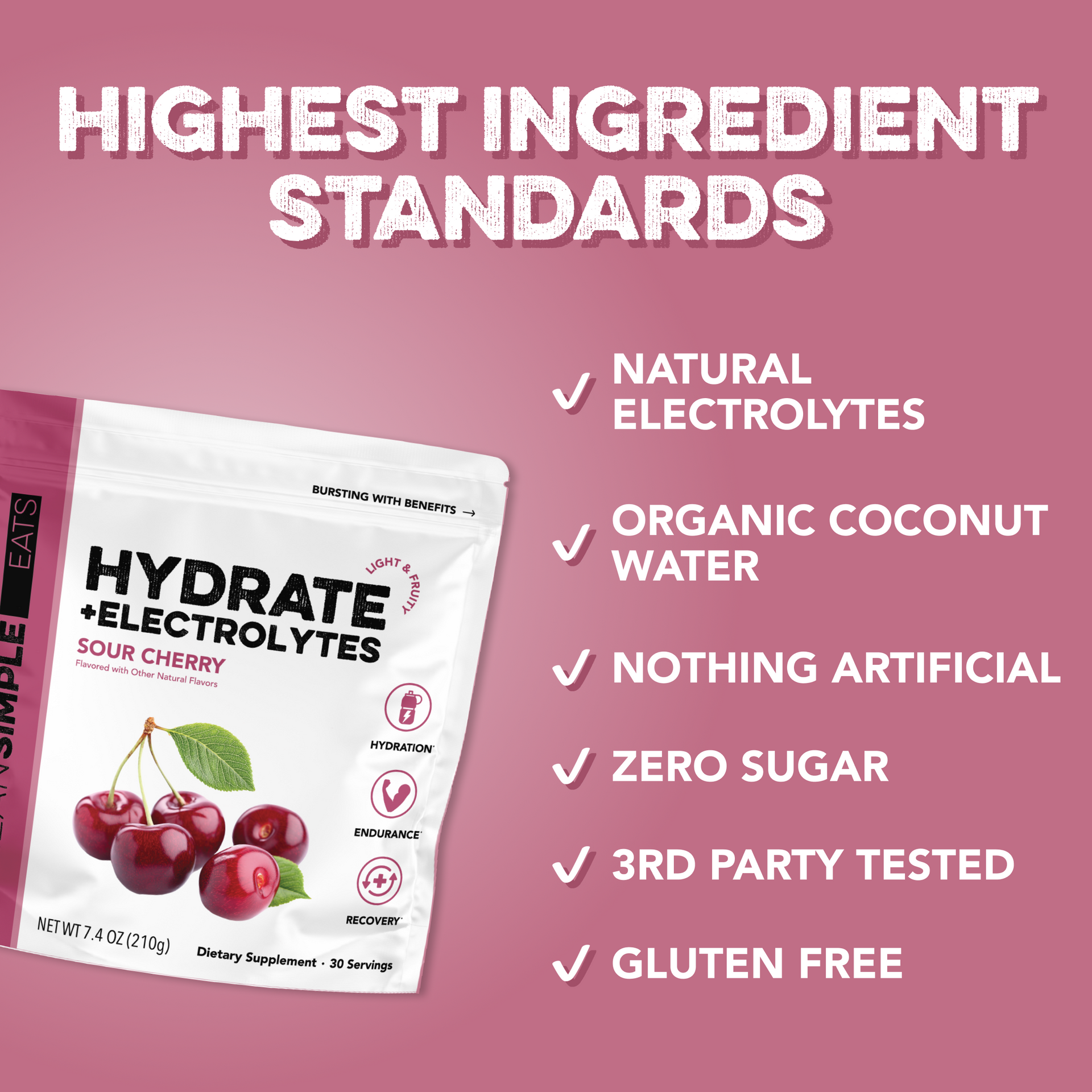 Hydrate + Electrolytes: Sour Cherry (30 Serving Bag)