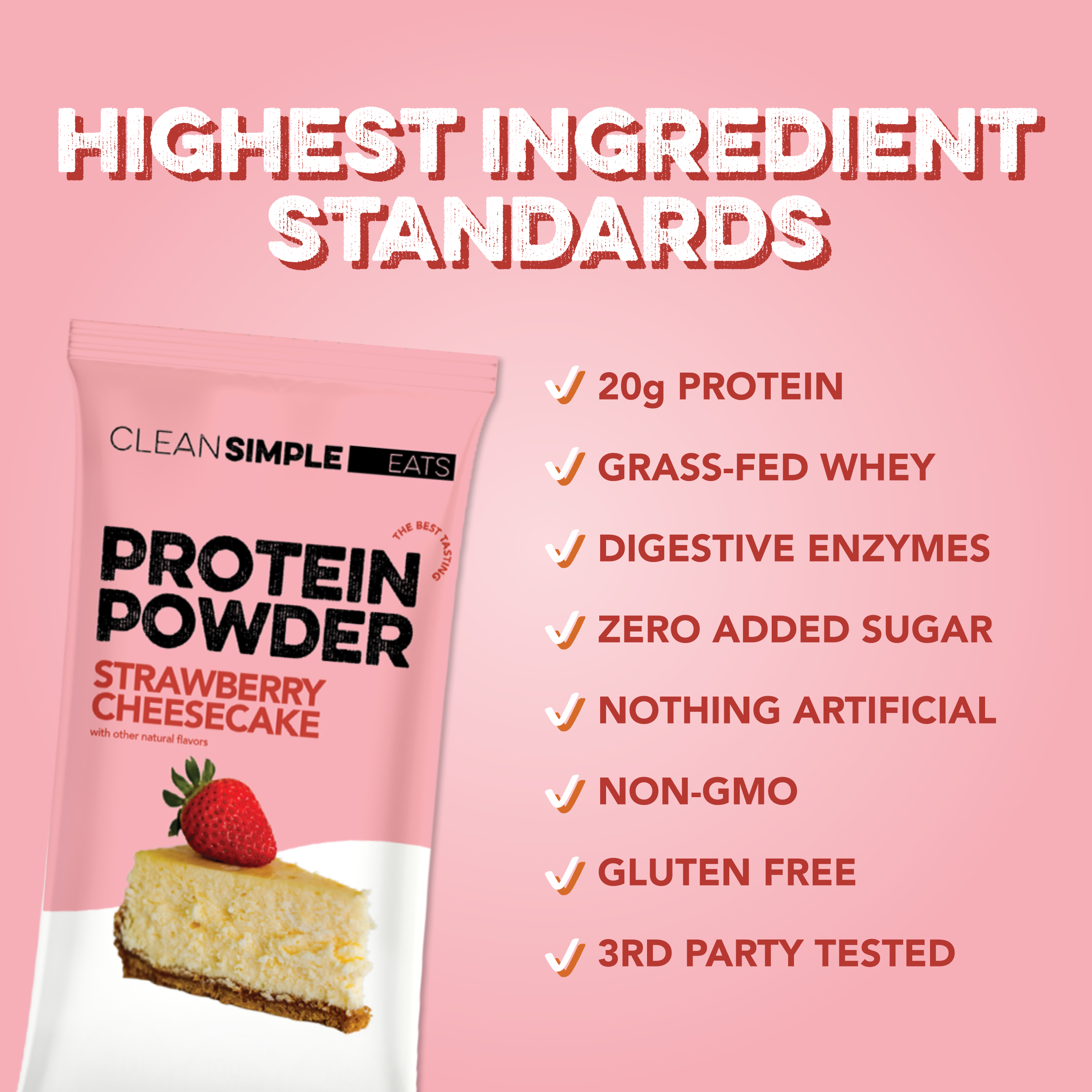 Protein Powder: Strawberry Cheesecake (10 Single Serving Stick Packs)