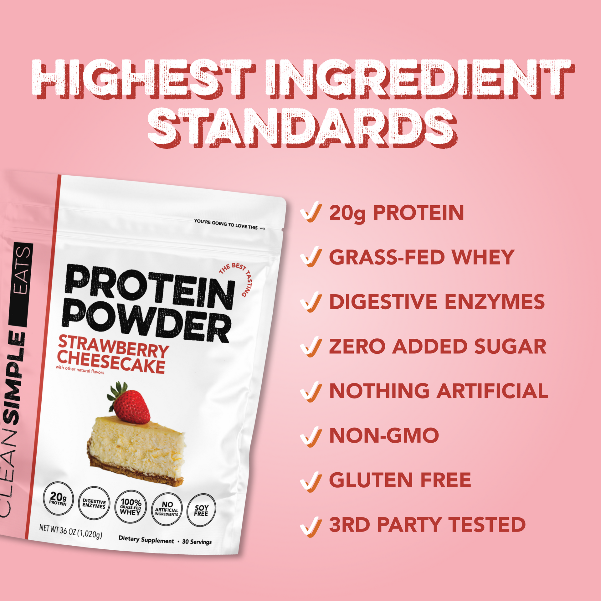 Protein Powder: Strawberry Cheesecake (30 Serving Bag)