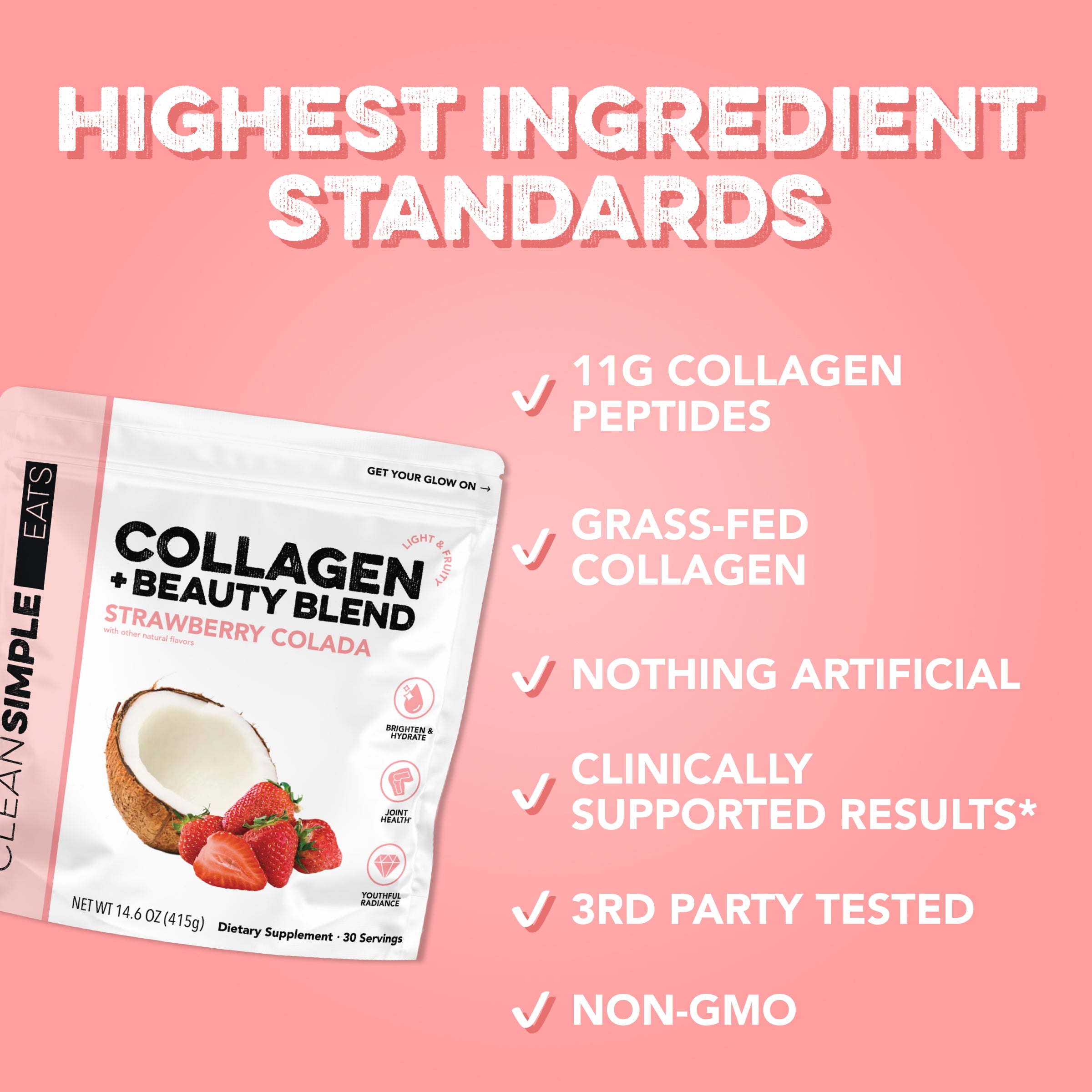 Collagen + Beauty Blend: Strawberry Colada (30 Serving)