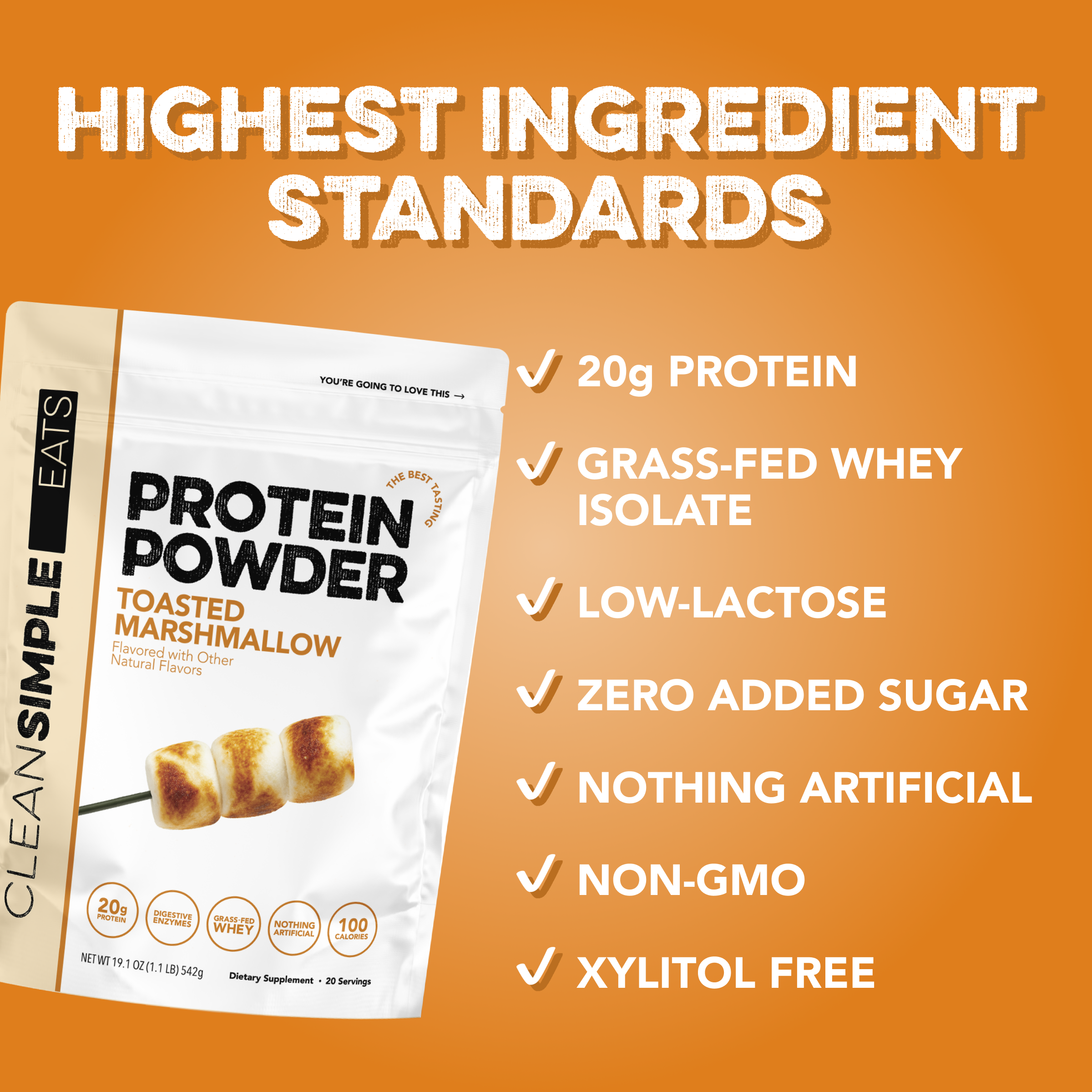 Protein Powder: Toasted Marshmallow (20 Serving Bag)