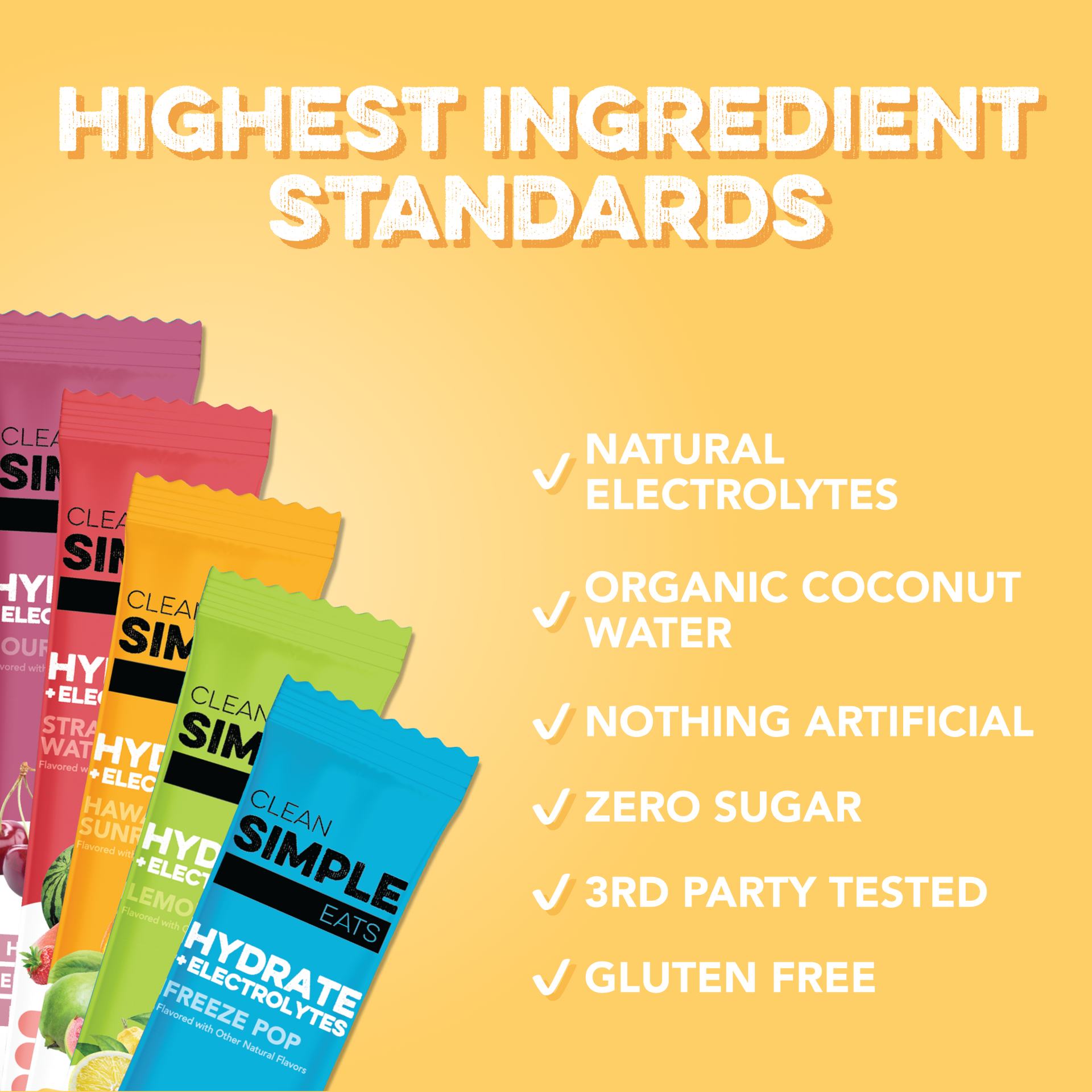 Hydrate + Electrolytes: Variety Pack (10 Single Serving Stick Packs)