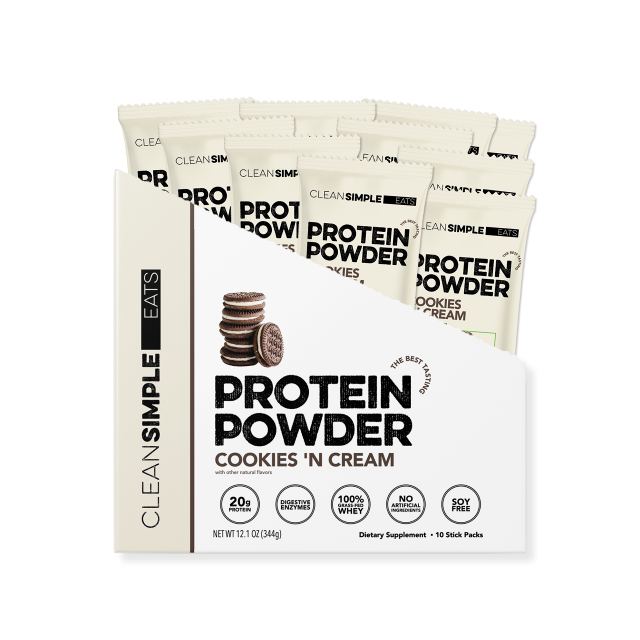 Protein Powder: Cookies 'N Cream (10 Single Serving Stick Packs)