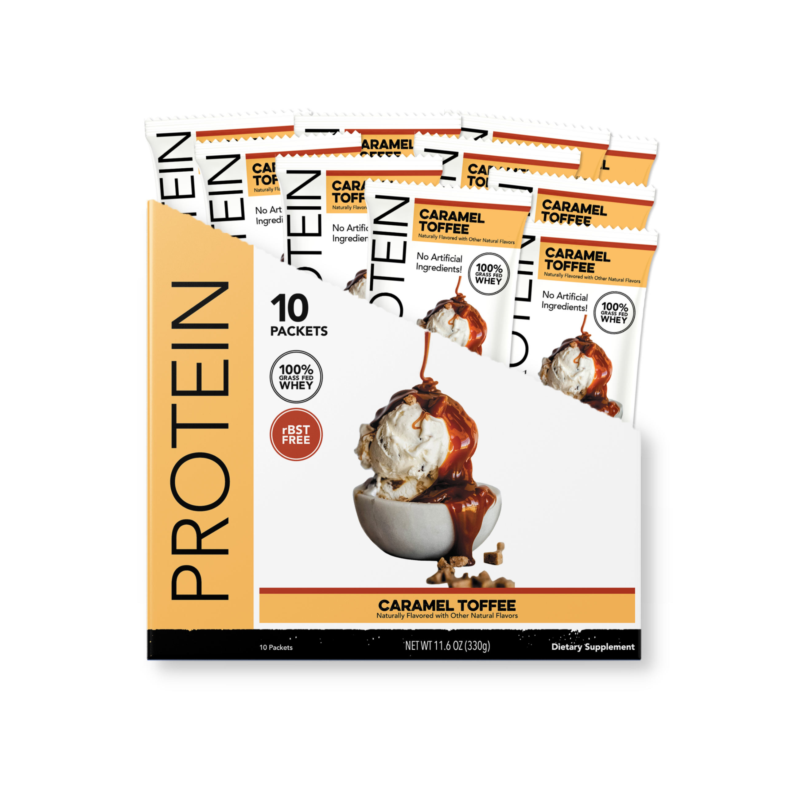 Protein Powder: Caramel Toffee (10 Single Serving Stick Packs)