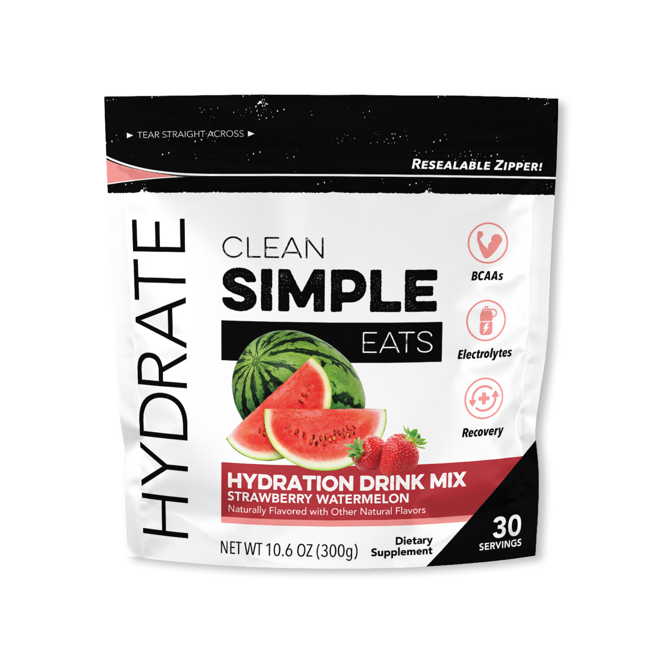 Hydrate: Strawberry Watermelon Hydration Drink Mix (30 Serving Bag)